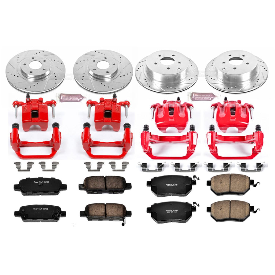 1-Click Performance Brake Kit Power Stop (KC2767) with Calipers For Nissan Murano 2003-2005 [Model Specific]