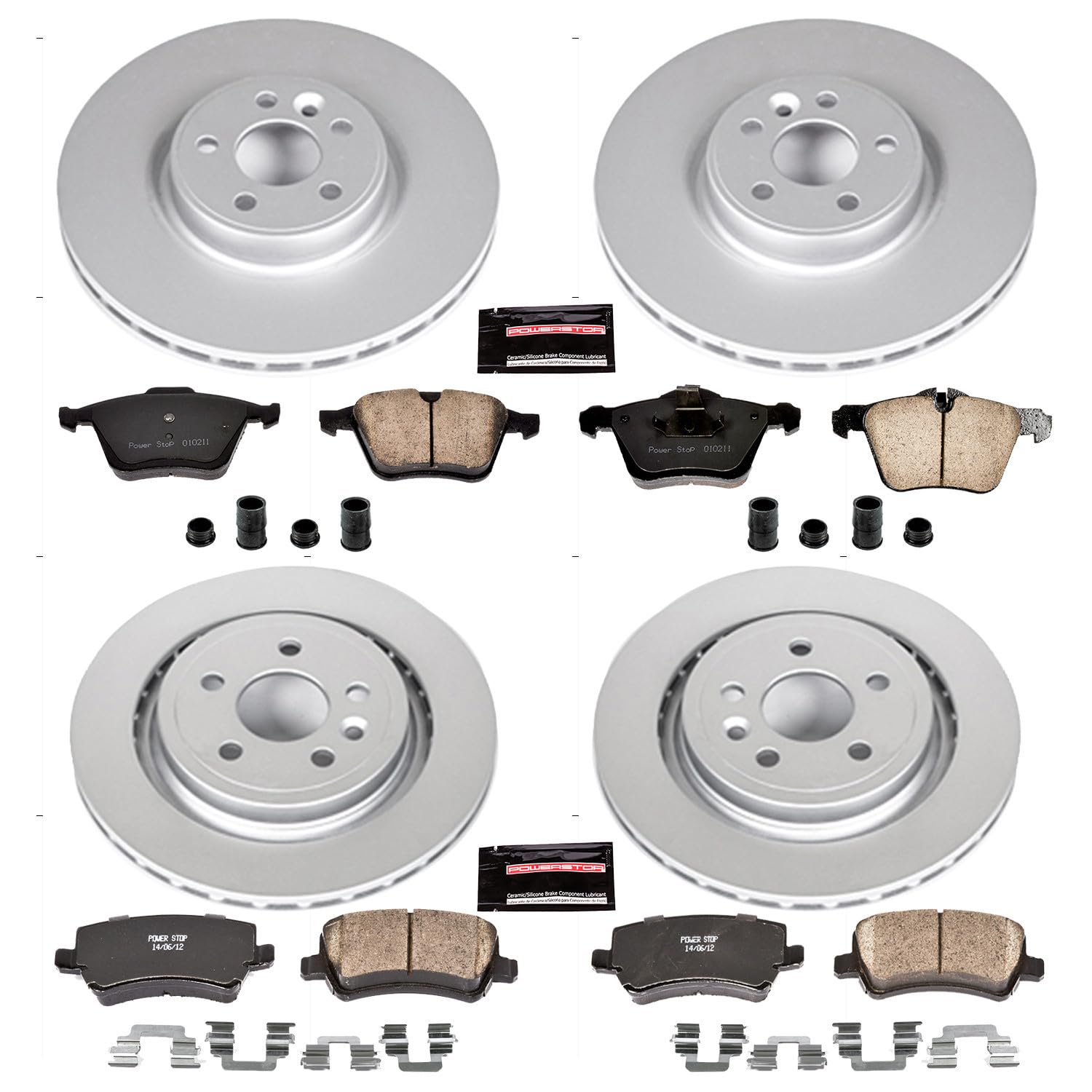 Power Stop Z23 Evolution Geomet Coated Brake Kit Front and Rear For Volvo S60 2011-2014, Volvo S80 2007-2014 [Model Specific]