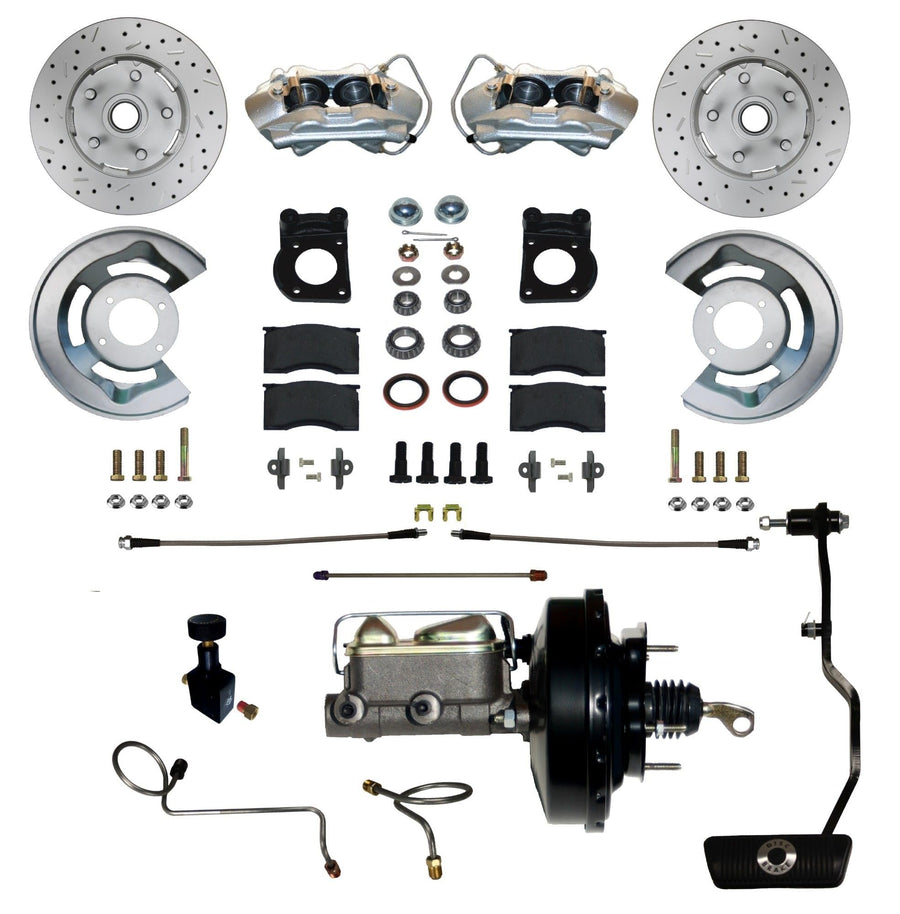 Power Disc Brake Conversion LEED BRAKES 70 Mustang With Automatic Transmission 4 Piston Caliper Maxgrip Xds Rotors