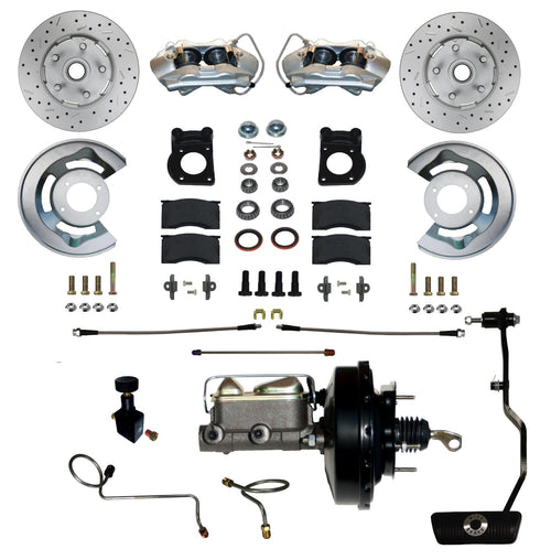 Power Disc Brake Conversion LEED BRAKES 70 Mustang With Automatic Transmission 4 Piston Caliper Maxgrip Xds Rotors