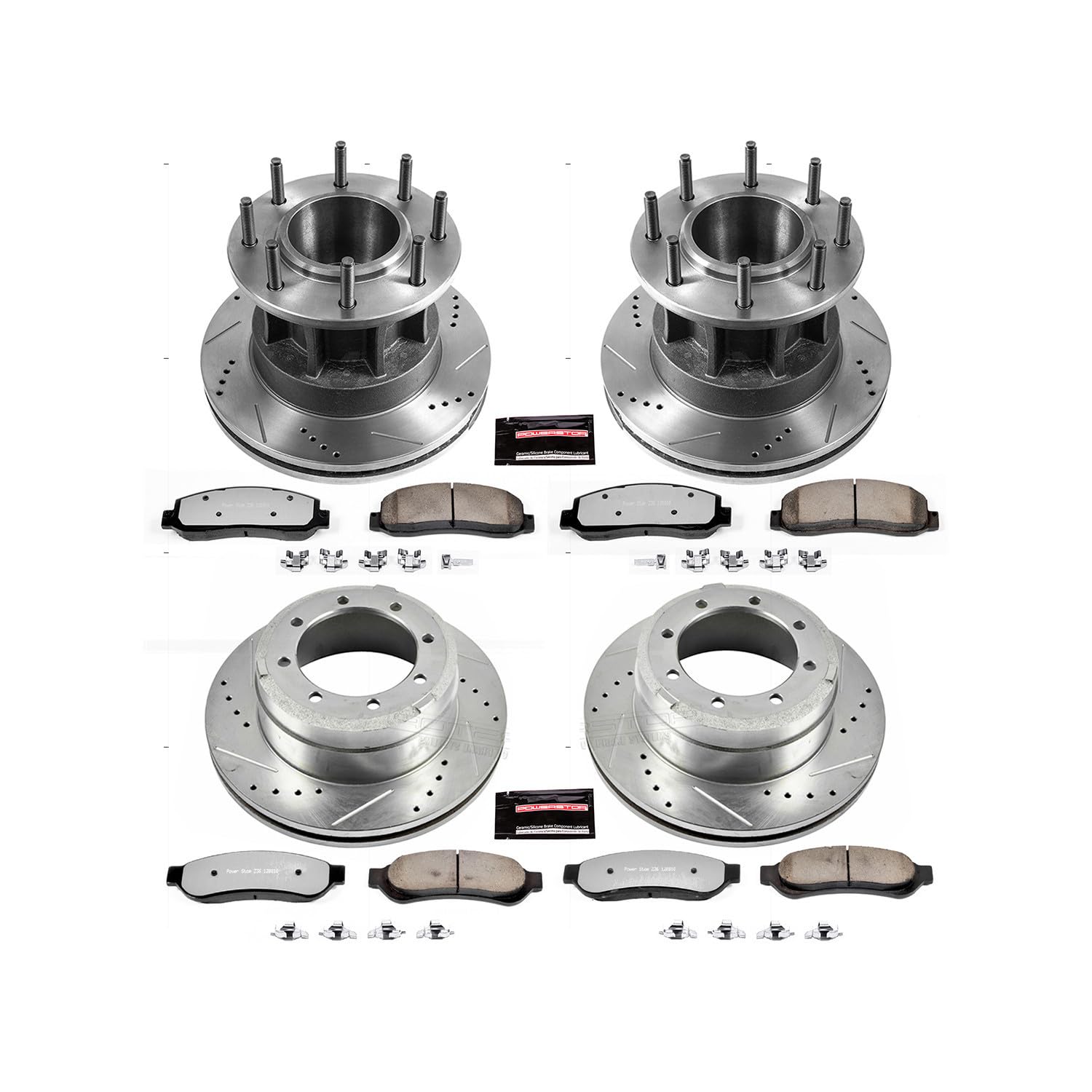 Power Stop K4034-36 Z36 Truck & Tow Front and Rear Brake Kit, Carbon Fiber Ceramic Brake Pads and Drilled/Slotted Brake Rotors