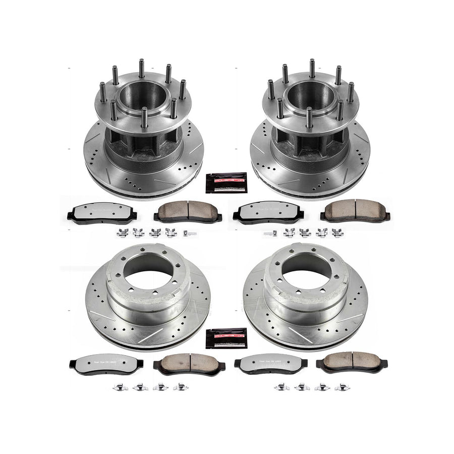Power Stop K4034-36 Z36 Truck & Tow Front and Rear Brake Kit, Carbon Fiber Ceramic Brake Pads and Drilled/Slotted Brake Rotors