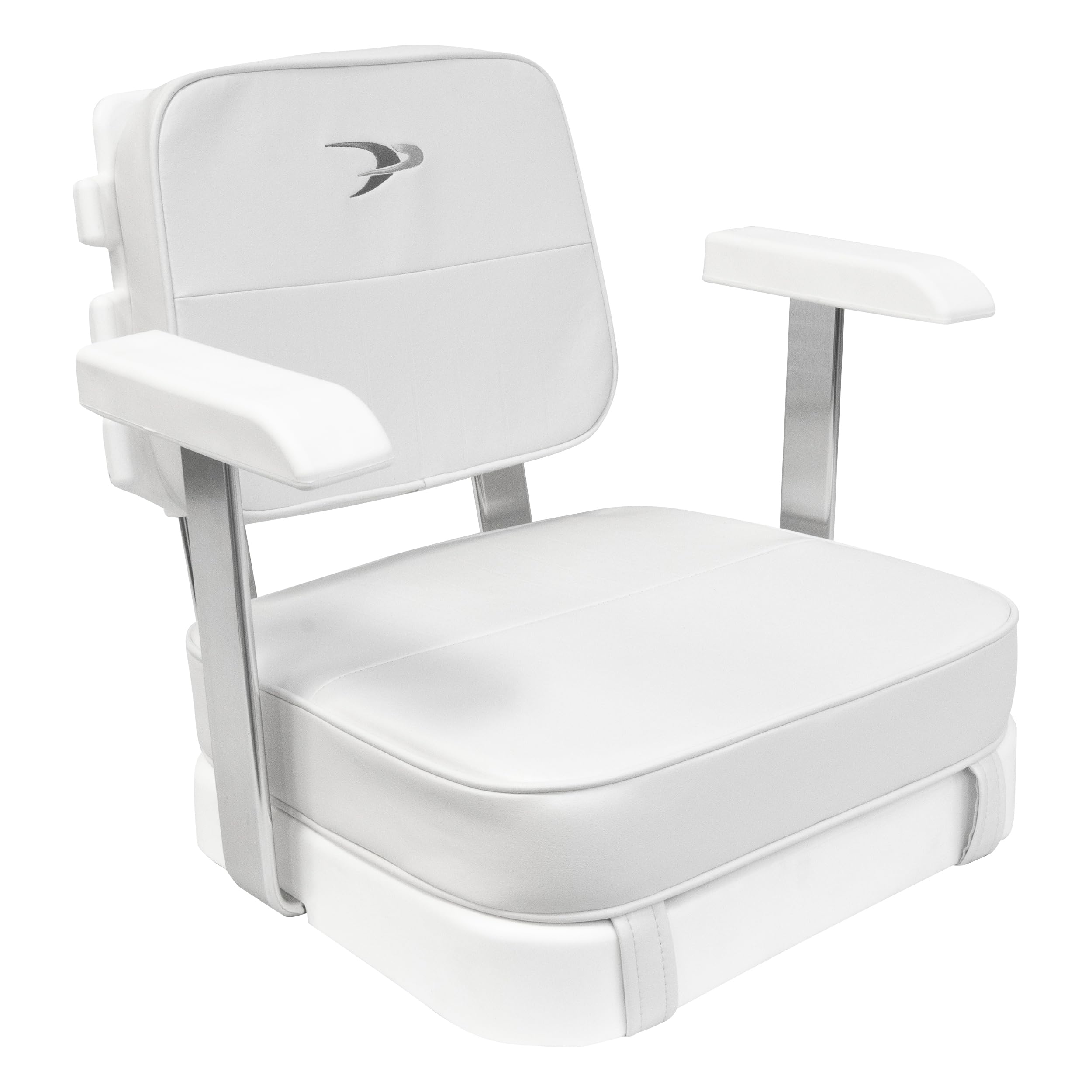 8WD562-3-710 Wise Ladder Back Helm Chair with Arm Rests, Cushions and Mounting Plate, White, Offshore