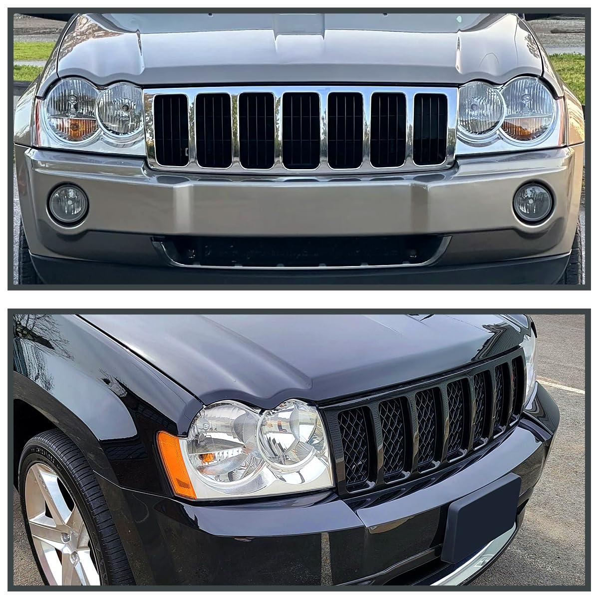 Chrome Headlights SPEC-D TUNING Compatible with 2005-2007 Jeep Grand Cherokee, Left + Right Head Lights Assembly