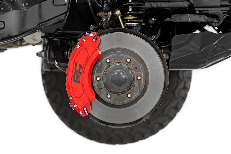 Brake Caliper Covers Rough Country for Ford F-250 Super Duty (2023-2026) - Red Corrosion Resistant Finish, 6061-T6 Aluminum, Front & Rear Brake Caliper Cover (Set of 4)