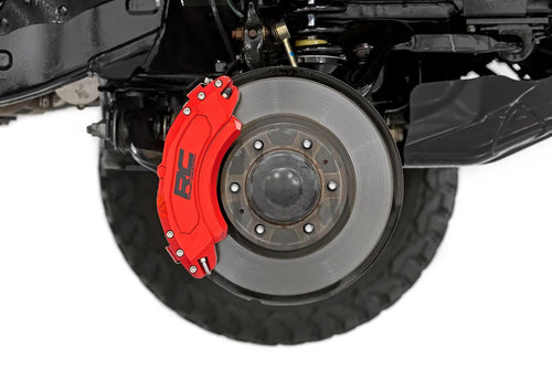 Brake Caliper Covers Rough Country for Ford F-250 Super Duty (2023-2026) - Red Corrosion Resistant Finish, 6061-T6 Aluminum, Front & Rear Brake Caliper Cover (Set of 4)