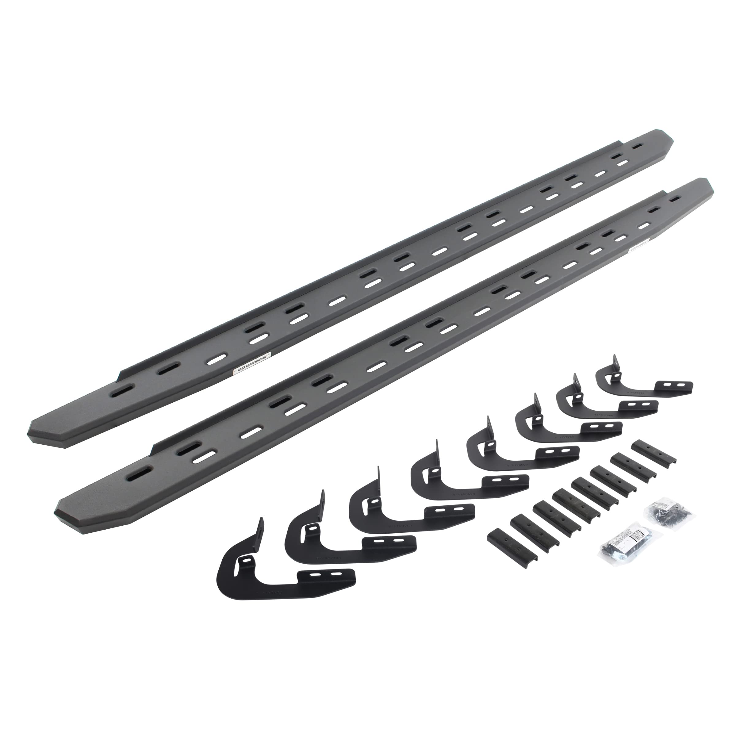 Go Rhino Slim RB30 Running Boards & Brackets | Galvanized Steel, Textured Black | 69604787SPC | Fits 2014-2018 Chevrolet Silverado/GMC Sierra 1500 Crew Cab (See Description)