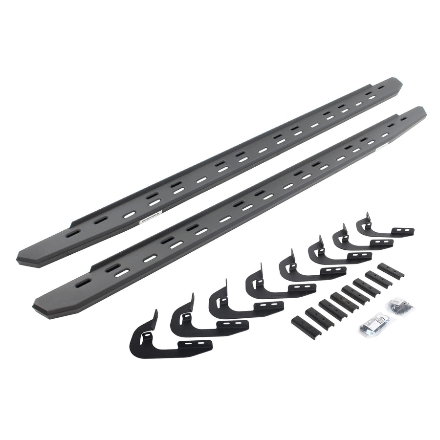 Go Rhino Slim RB30 Running Boards & Brackets | Galvanized Steel, Textured Black | 69604787SPC | Fits 2014-2018 Chevrolet Silverado/GMC Sierra 1500 Crew Cab (See Description)