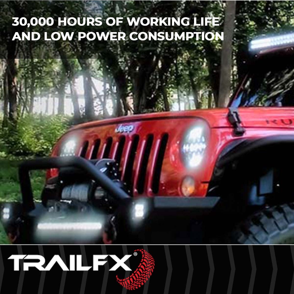 50 Inch Trailfx LED Light Bar 288W Combo Spot Flood Beam 96 CREE LEDs 25920 Raw Lumens, Black Aluminum Housing Polycarbonate Lens Wiring Harness and Mounting Brackets Included