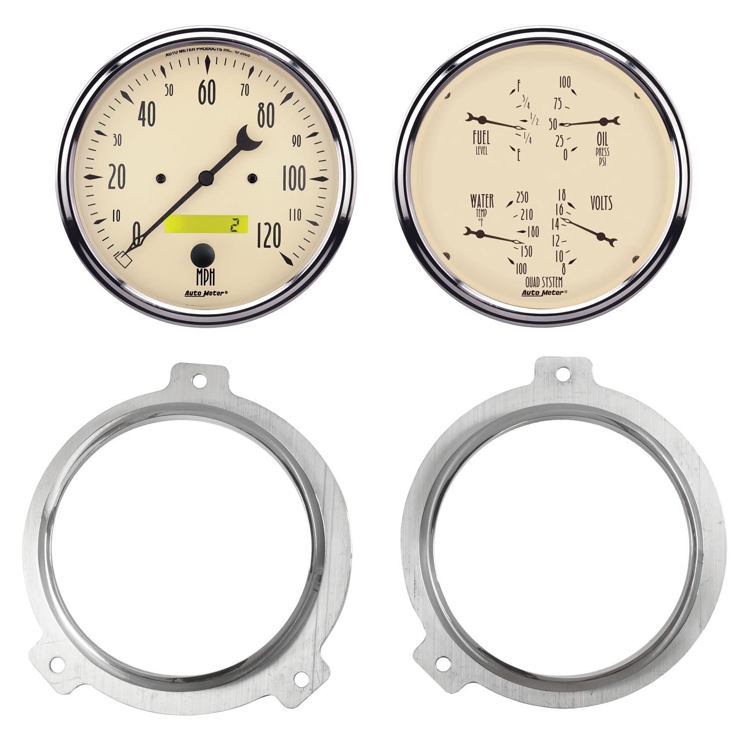 AutoMeter Dash Kit Direct Fit, 2 Pc, Chevy Car 51-52, 2 X 5, Antique Beige (7038-02)