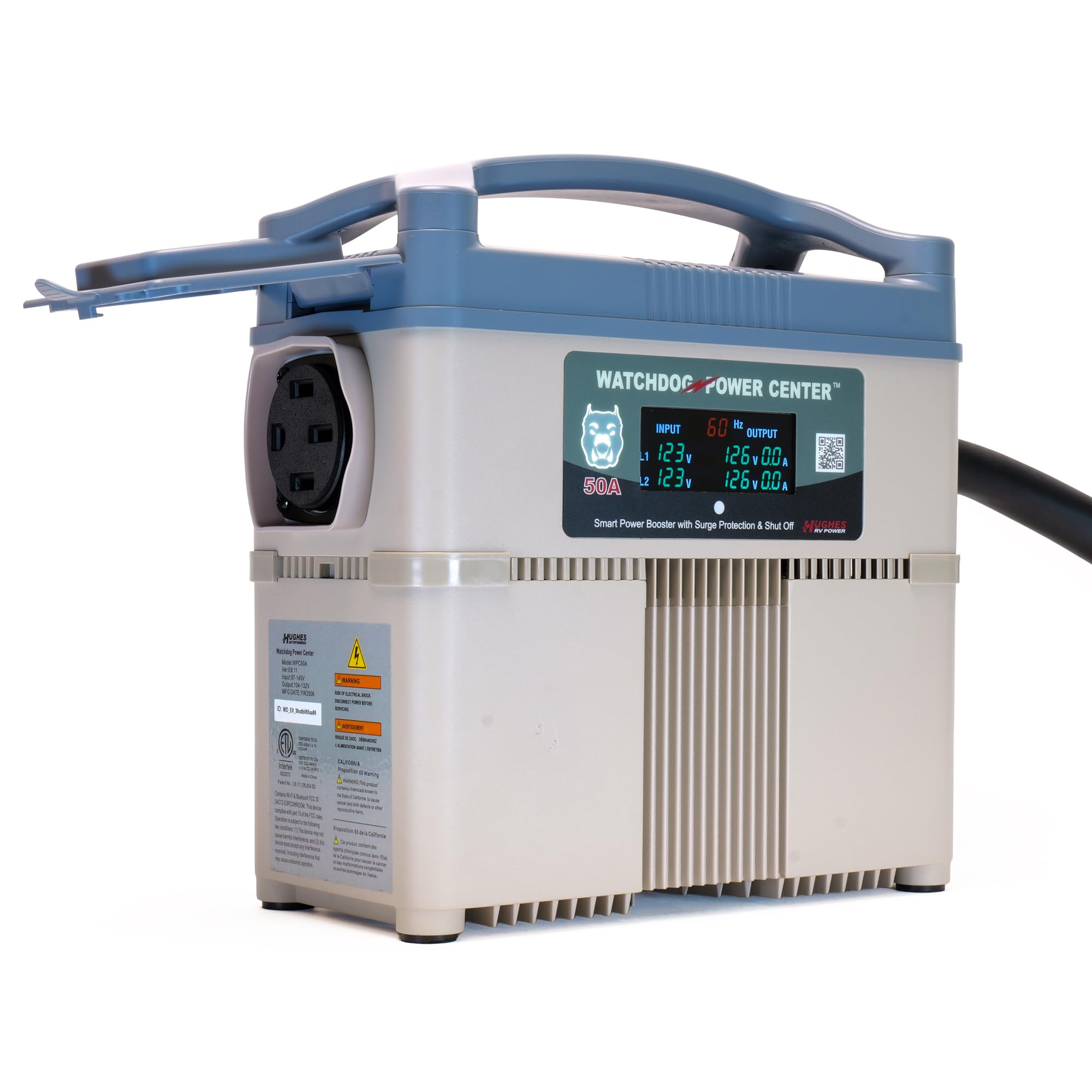 Power Watchdog WPC50A, Voltage Booster & Surge Protector - Power Center with EPO Shut Off, Bluetooth & WiFi, and LCD Display - 50 Amp