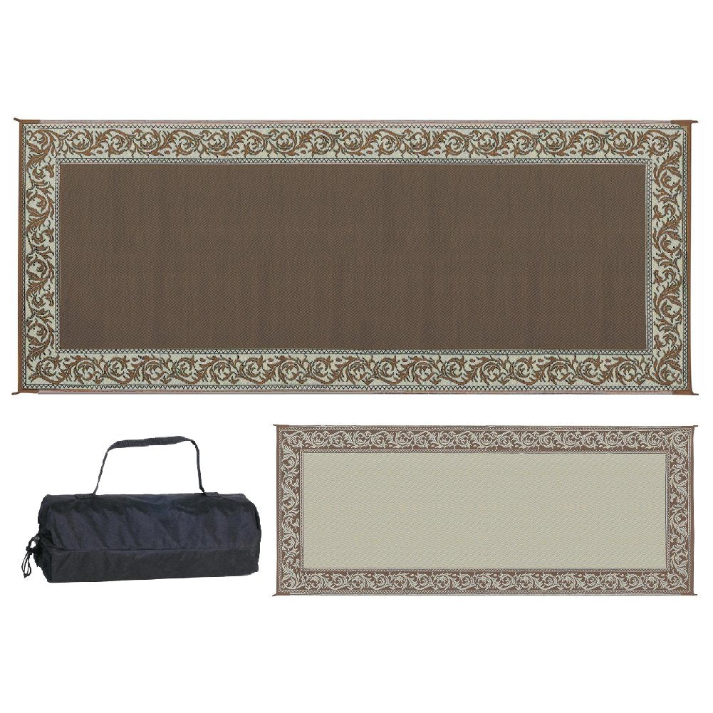 Camping Stylish RC7 Brown/Beige 8' x 20' Classical Mat, 1 Pack