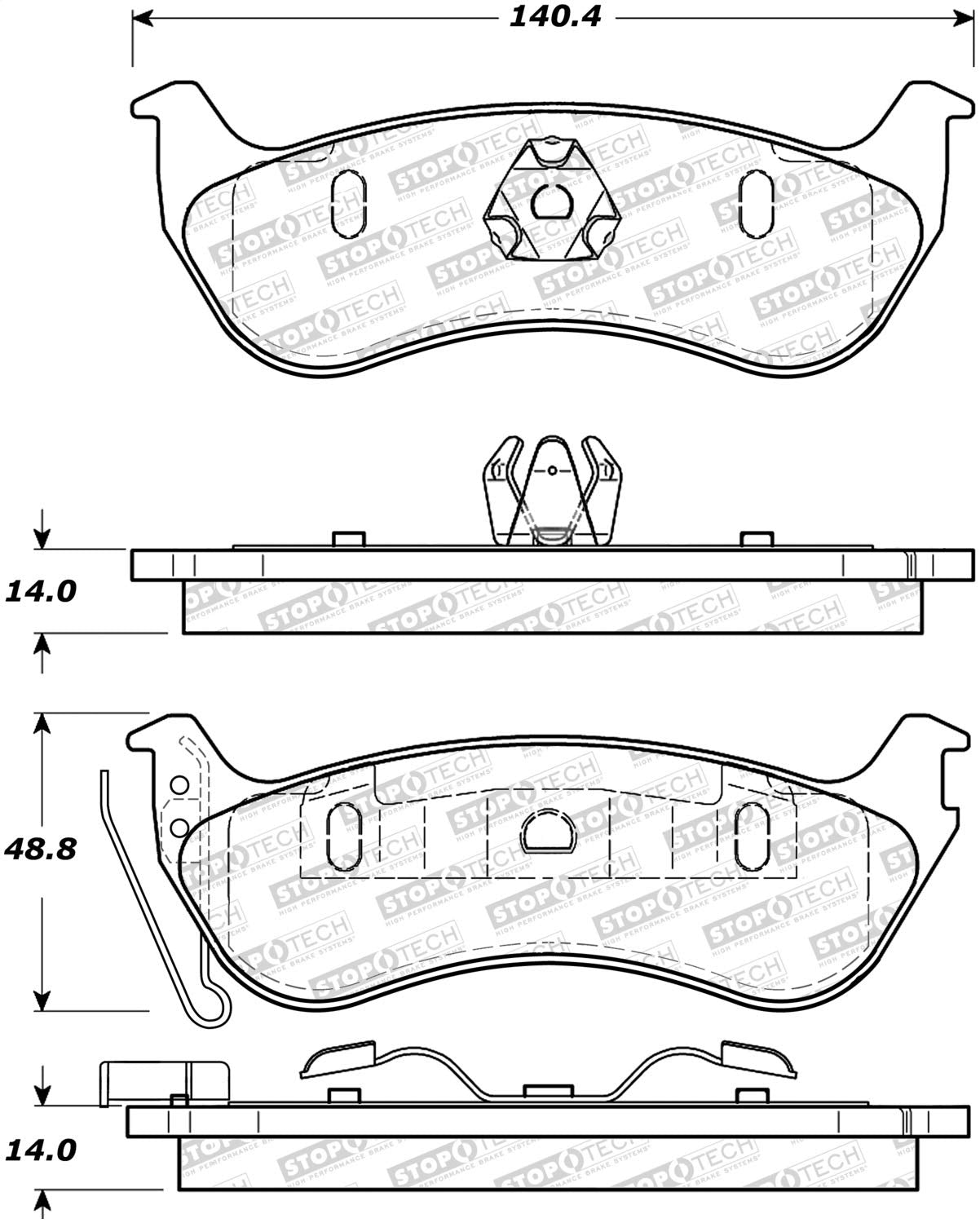 Rear StopTech 308.09641 Brake Pads with Shims and Hardware Street