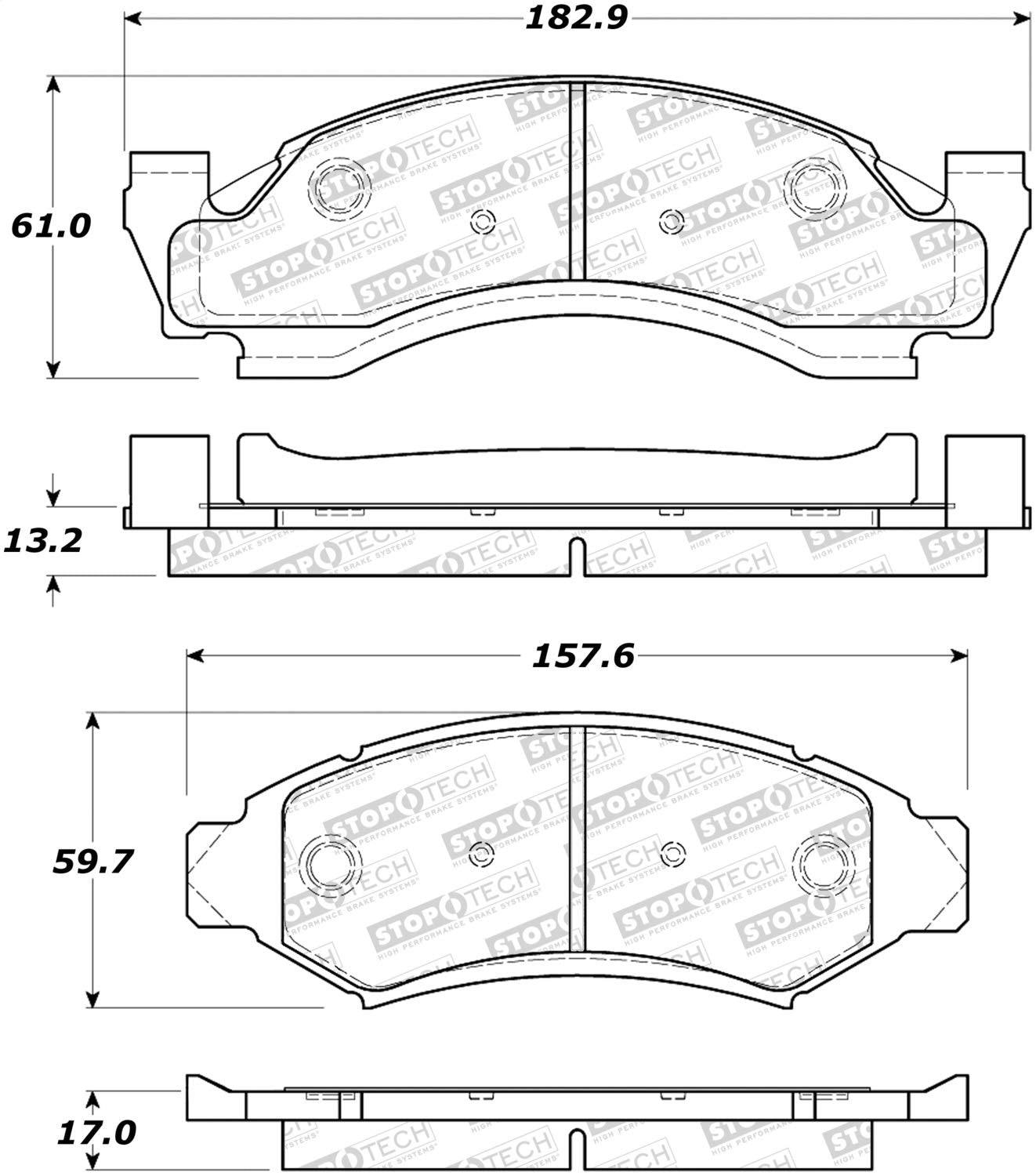 Front StopTech 308.03750 Brake Pads with Shims Street