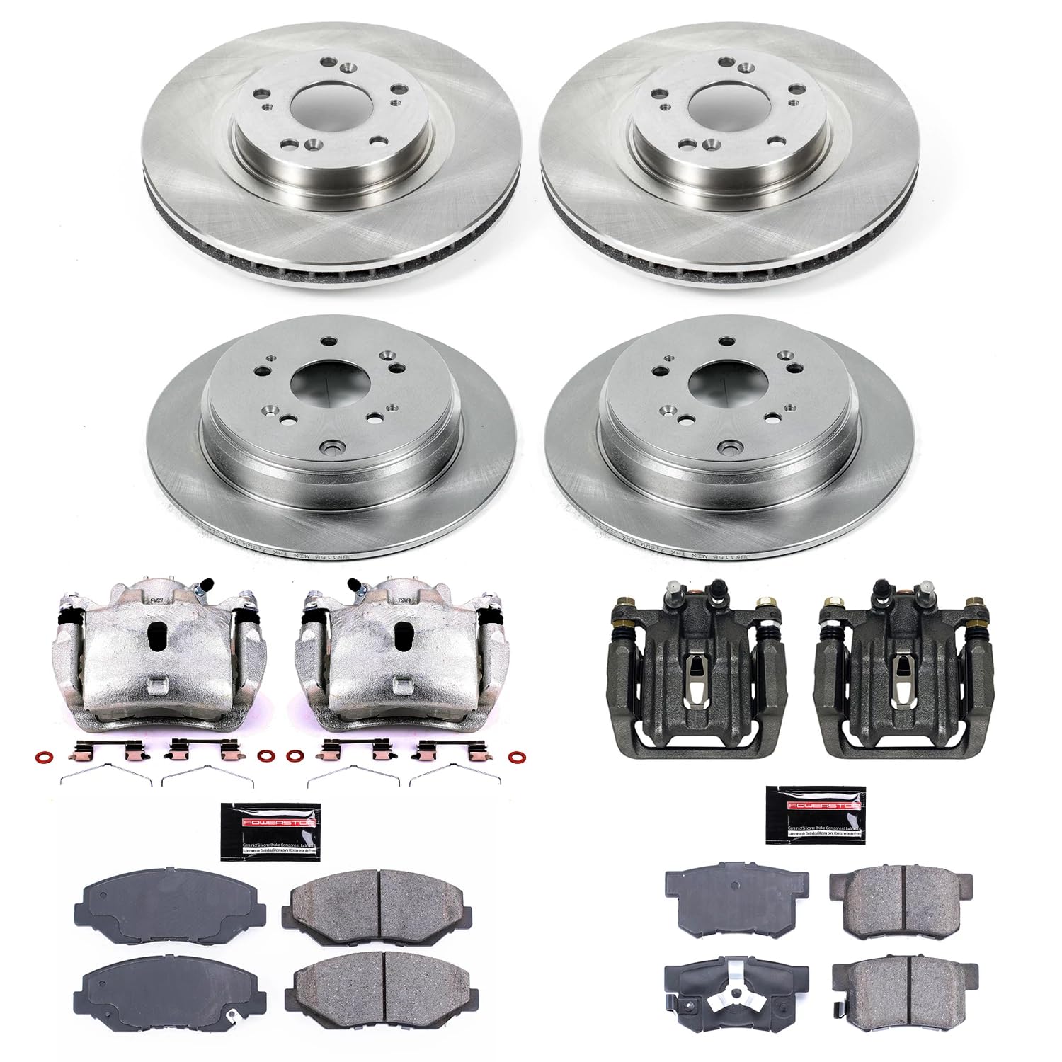 Power Stop KCOE6173 Brake Kit Stock Replacement with OE Calipers- Front & Rear For Honda CR-V 2005-2006 [Model Specific]