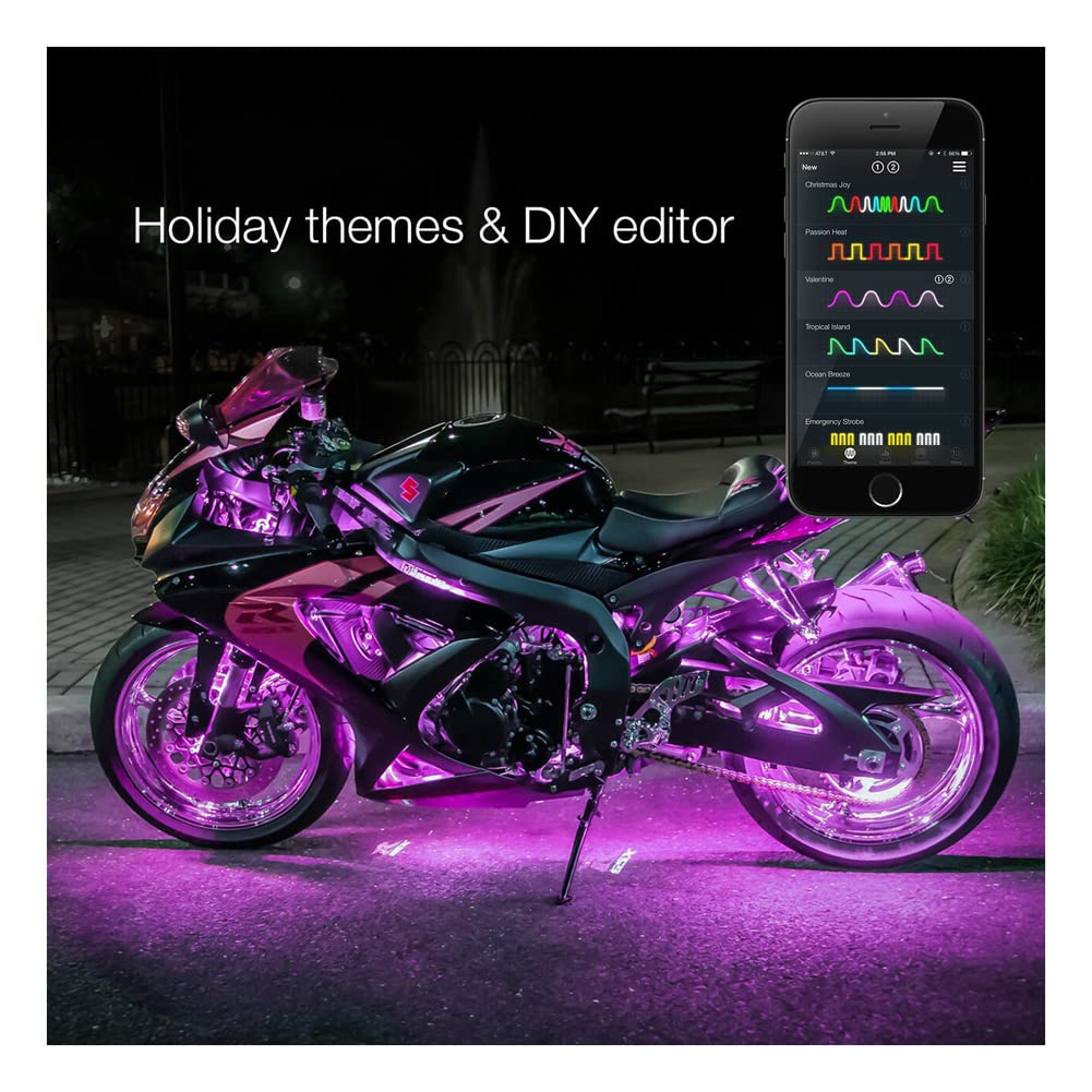 XKGLOW App Control Chrome Motorcycle Professional LED Accent Light Kit - 14 Pods / 12 Strips