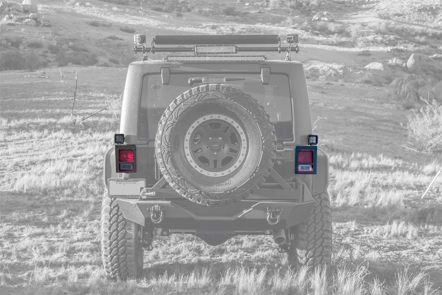 ZROADZ LED Tail Light Protector Bracket - Compatible w/ 2007 - 2018 Jeep JK - to Mount (2) 3 Inch Pod Lights - Mild Steel Gloss Black Finish - Easy Bolt-On Installation - PN #Z384811