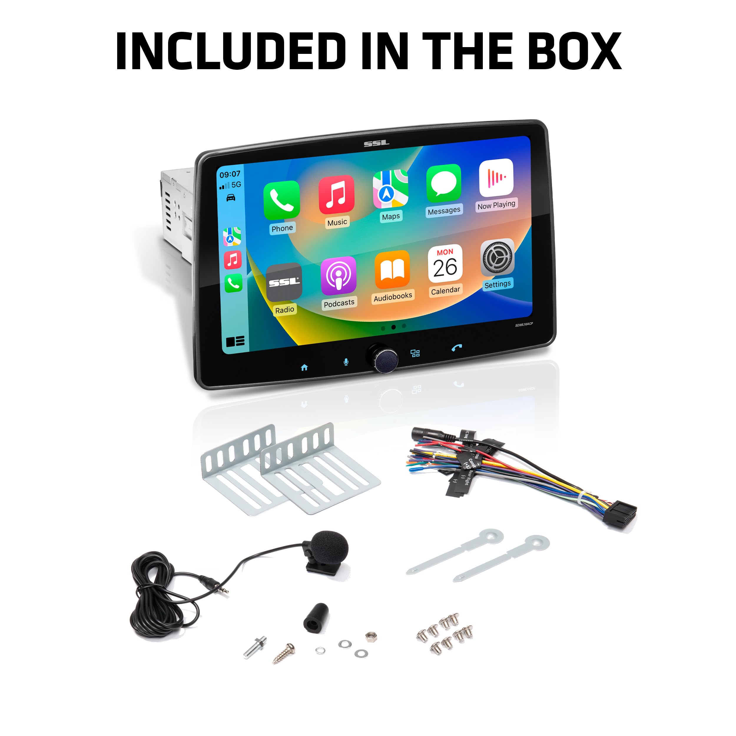 SDML10ACP Sound Storm Laboratories Car Stereo - Apple CarPlay, Android Auto, Single Din, 10.1 Inch Touchscreen, Bluetooth Audio, No CD DVD Player, AM/FM Radio Receiver, High Resolution FLAC