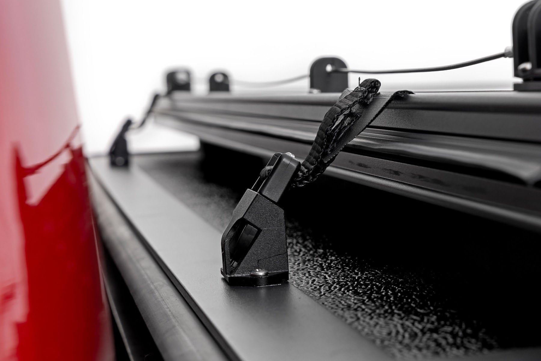 Hard Tri-Fold Tonneau Cover Rough Country for Toyota Tundra (2022-2026) - Low-Profile Aluminum Truck Bed Cover, Fits 5'7 Bed w/Cargo MGMT