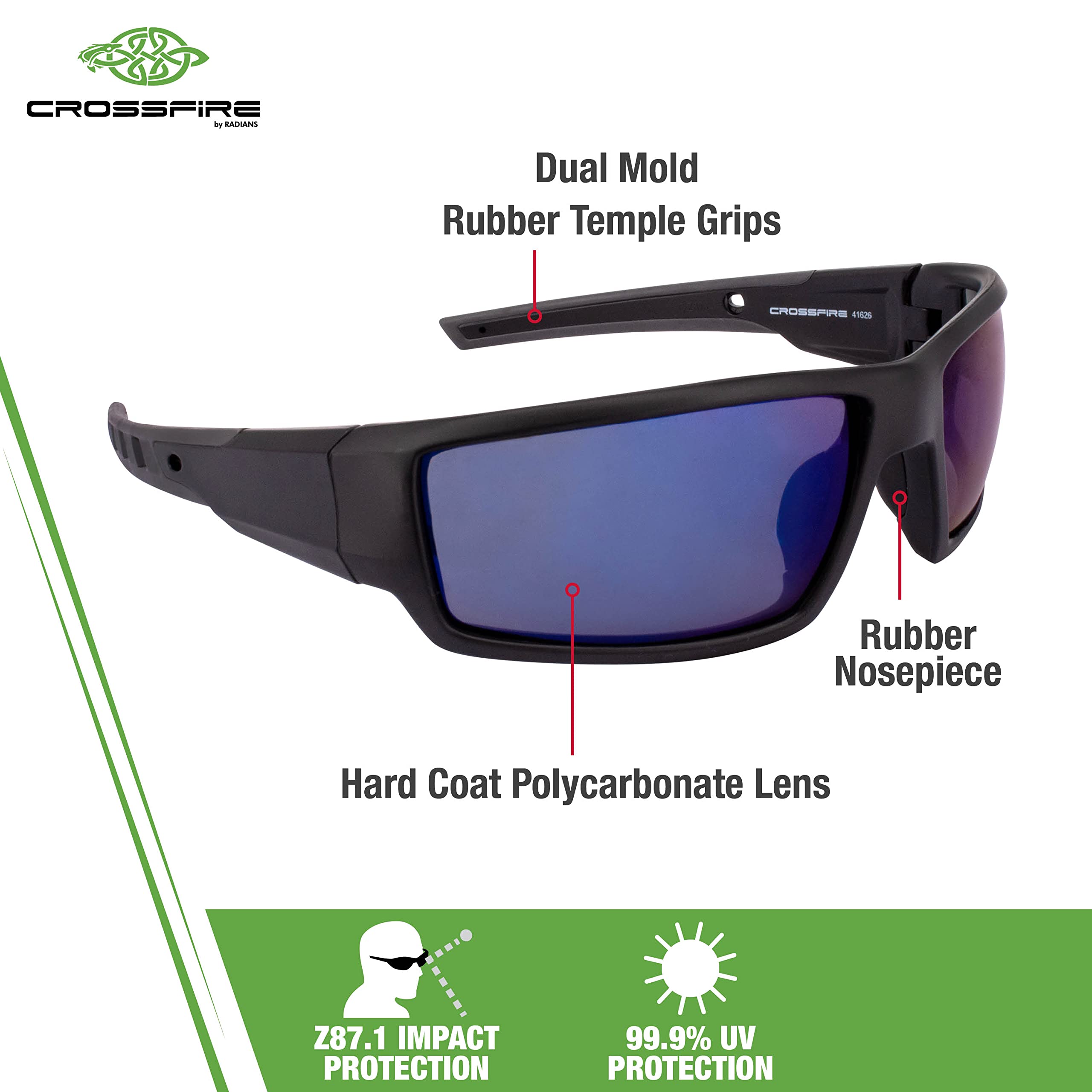 Cumulus Mirror Lens Blue and Matte Black Frame Safety Glasses