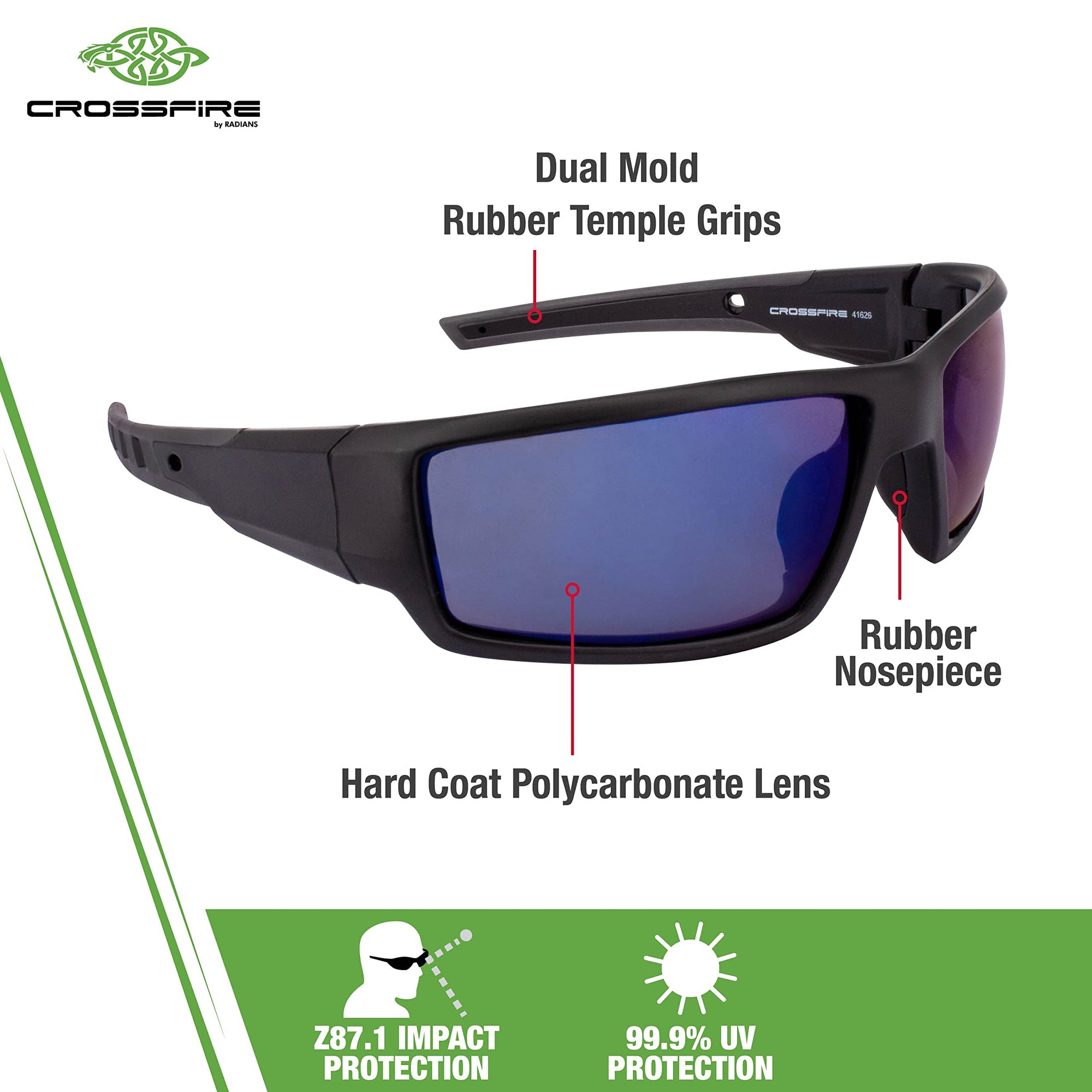 Cumulus Mirror Lens Blue and Matte Black Frame Safety Glasses