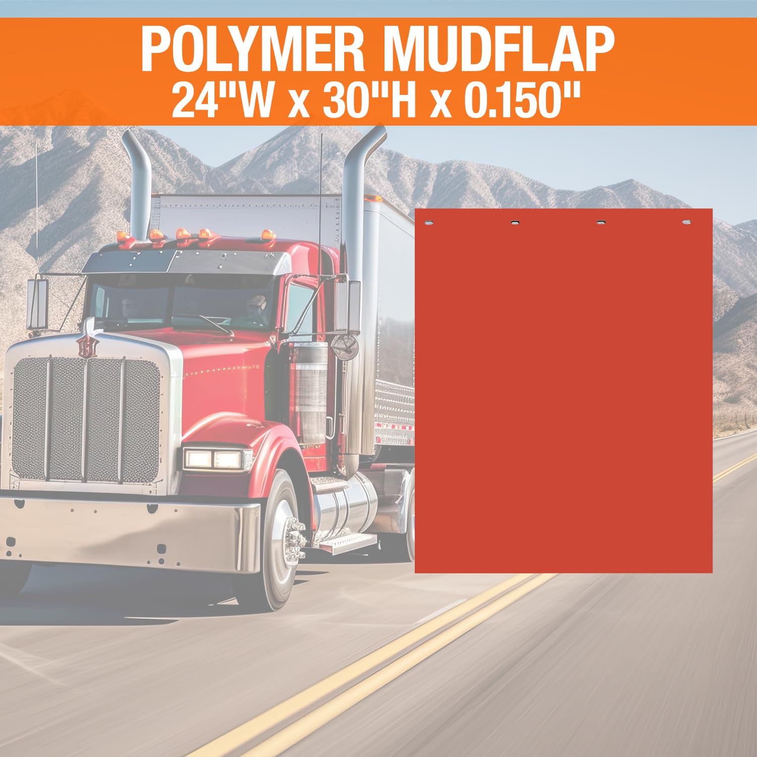 RC30PPR Buyers Products, 2 Pack, Super Durable Red Polymer Mudflaps 24x30 Inch, Mud Flaps are NOT Rubber
