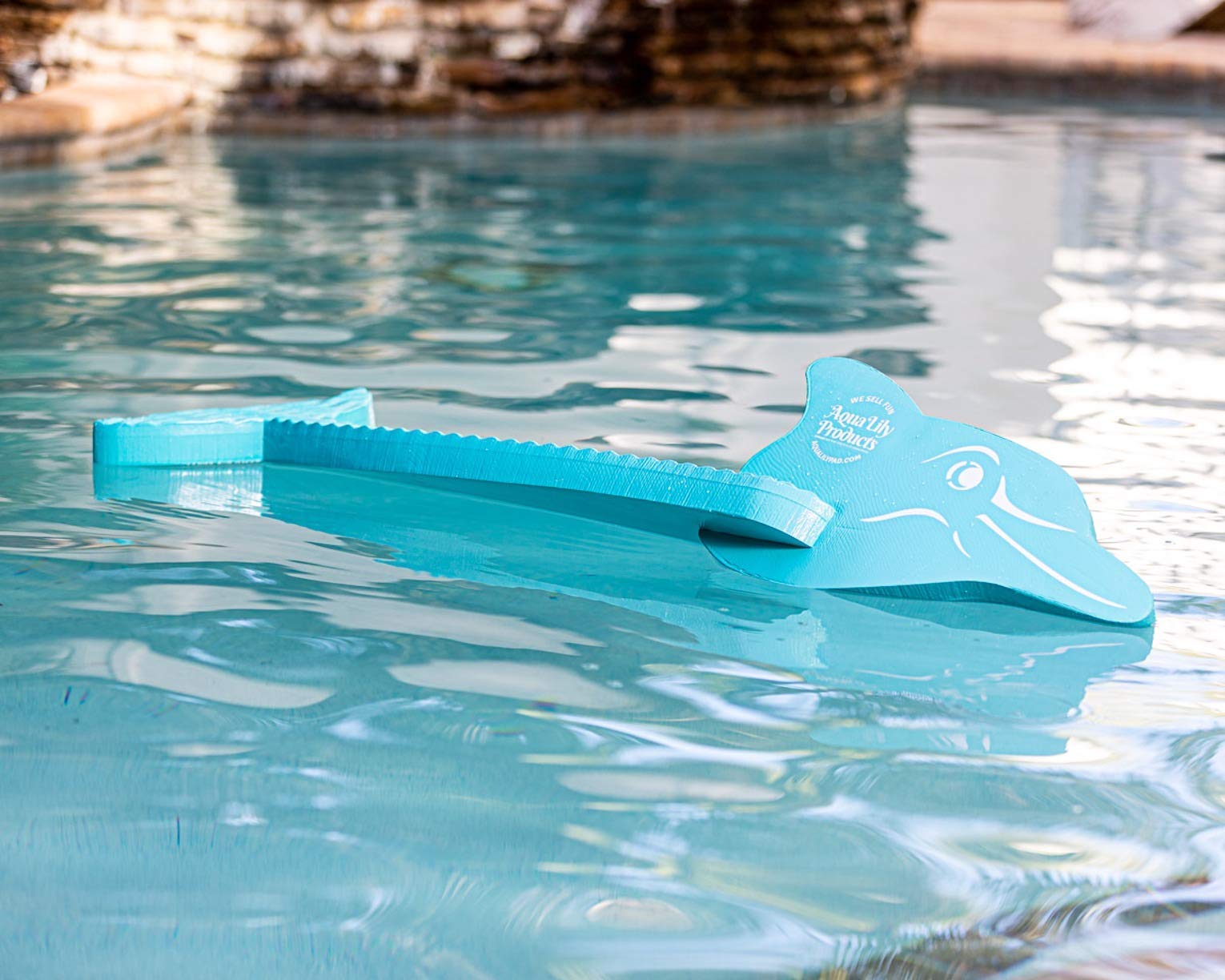 Aqua Lily Pad Vinyl Coated Dolphin Waterproof Swimming Pool Noodle Toy Foam Float with Anti Slip Texture for Kids and Toddlers, Aqua Marine