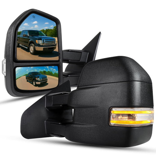 Power Heated Towing Mirrors Spec-D Tuning [2015 Look] w/LED Signal Compatible with 2007-2014 Ford F150 Pickup Left + Right