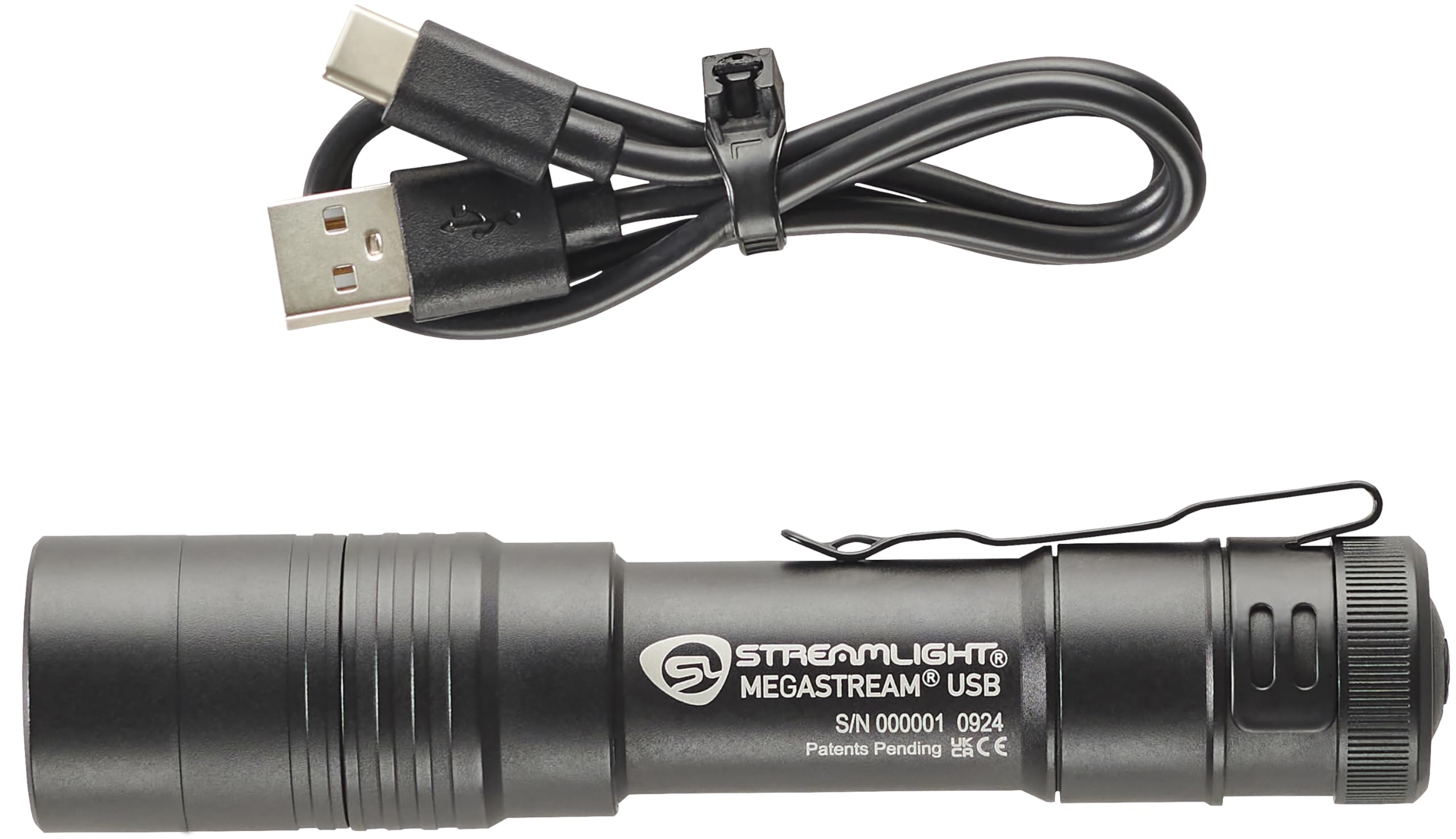 MegaStream Streamlight 66210 USB 1800-Lumen 26000-Candela Rechargeable EDC Flashlight Includes Rechargeable Battery, USB-C Cable, and Holster, Black