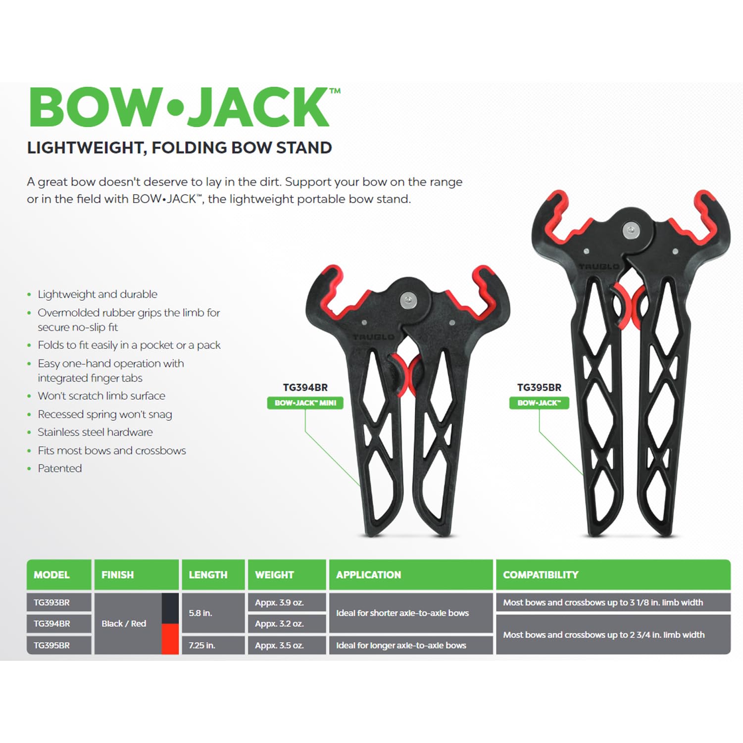 Bow Jack TRUGLO Folding Bow Stand, Mini Wide, Black