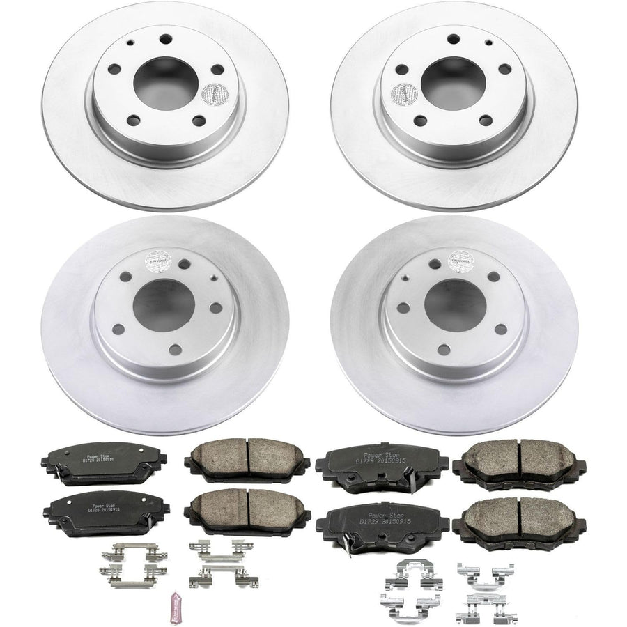 Power Stop CRK6972 Brake Rotor Coated and Ceramic Brake Pads- Front & Rear For Mazda 3 2014-2016 [Model Specific]