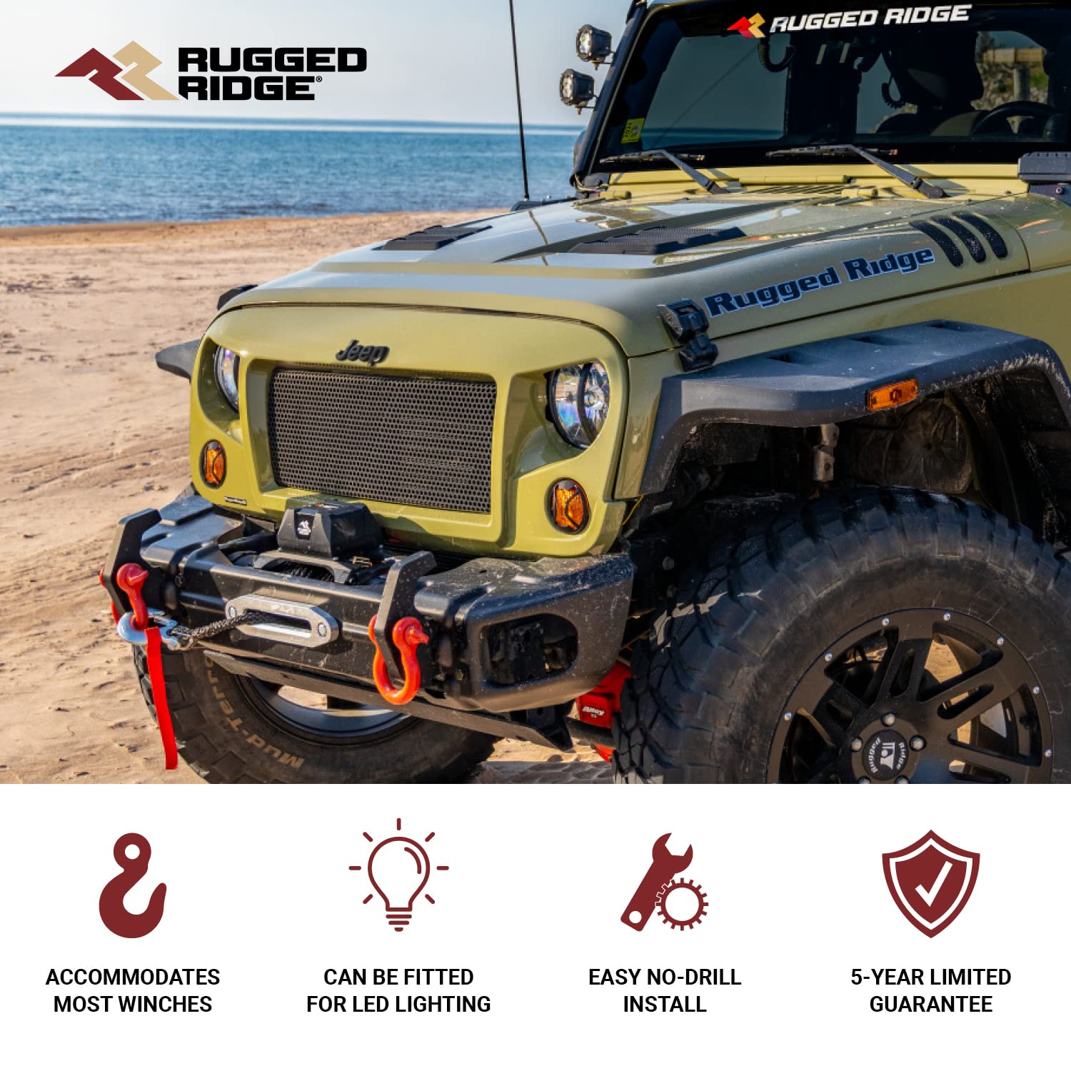 Arcus Rugged Ridge Bumper, Front for Jeep Wrangler/Gladiator | Stubby, Steel, Black | 11549.04 | Fits 2018-2025 Jeep Wrangler JL; 2020-2025 Jeep Gladiator JT