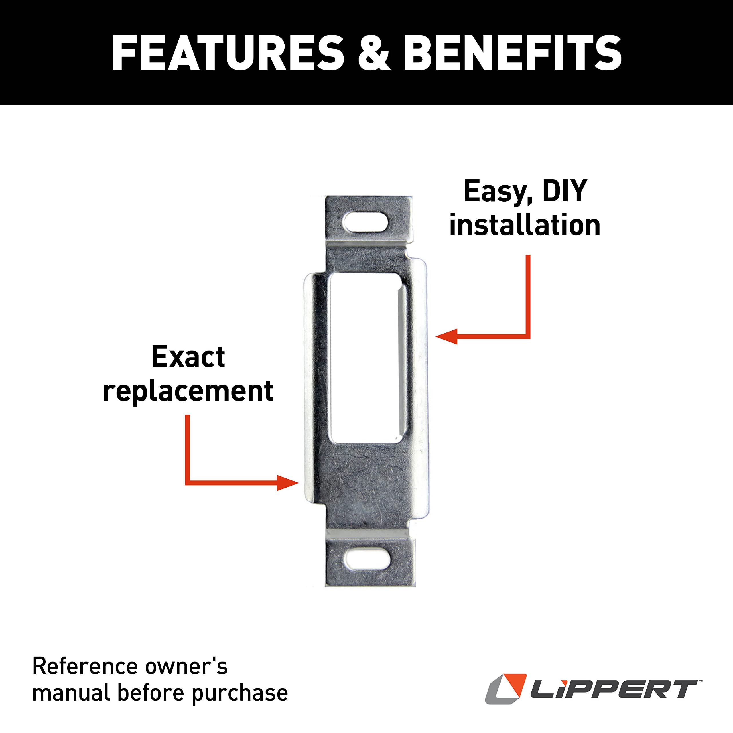 Lippert RV Replacement Baggage Door Latch Strike, No Assembly Required, Easy DIY Installation for 5th Wheels, Travel Trailers and Motorhomes - 314301, Silver