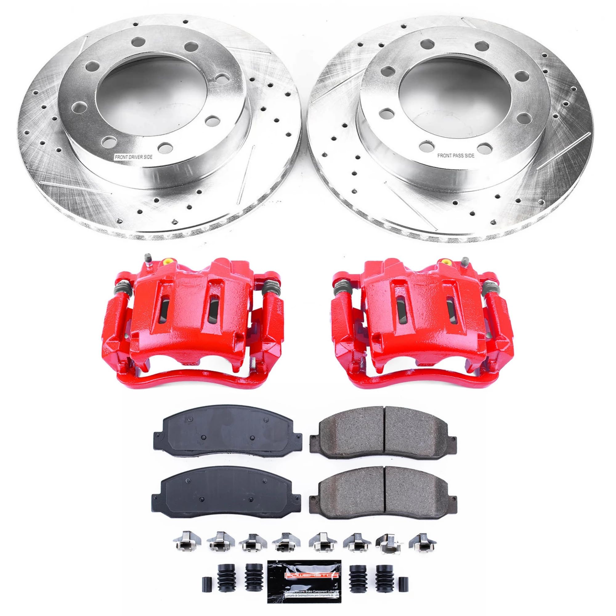 Power Stop Z23 Evolution Sport Brake Kit with Calipers, Front For 2005 2006 2007 2008 2009 2010 F-250 F-350 4WD 2WD