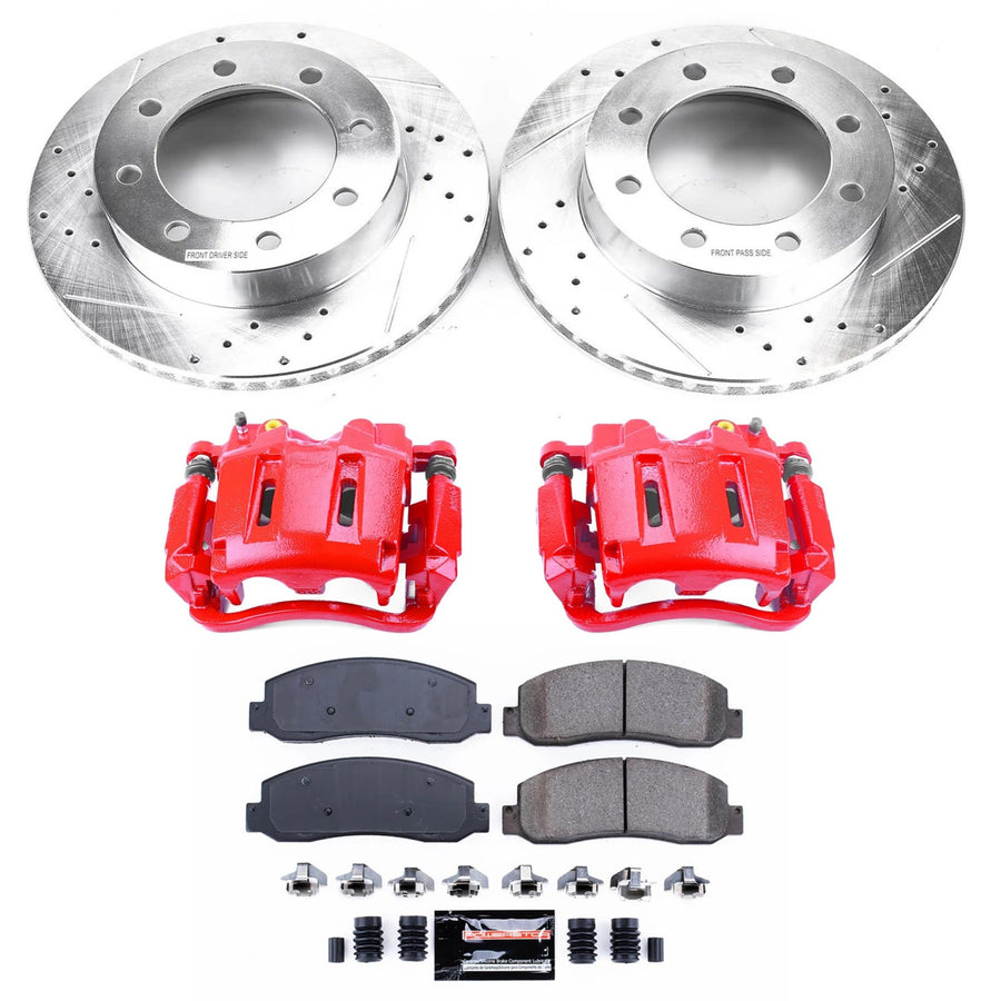 Power Stop Z23 Evolution Sport Brake Kit with Calipers, Front For 2005 2006 2007 2008 2009 2010 F-250 F-350 4WD 2WD