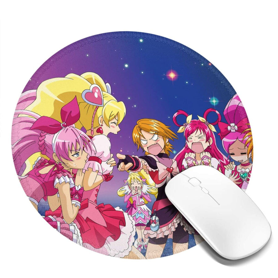 Cute Pretty Cure Round Mouse Pad, Gaming Mouse Pad, Waterproof, Anti-Slip, Durable, Stylish, Mouse Pad, for Office and Home, 2 Pieces