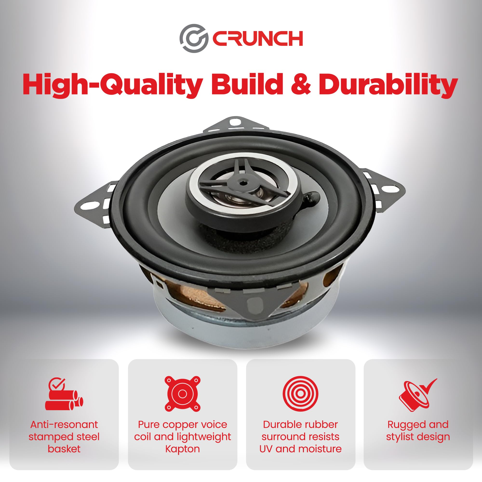 4-Inch Crunch CS4CX Full-Range Coaxial Car Speakers, Black