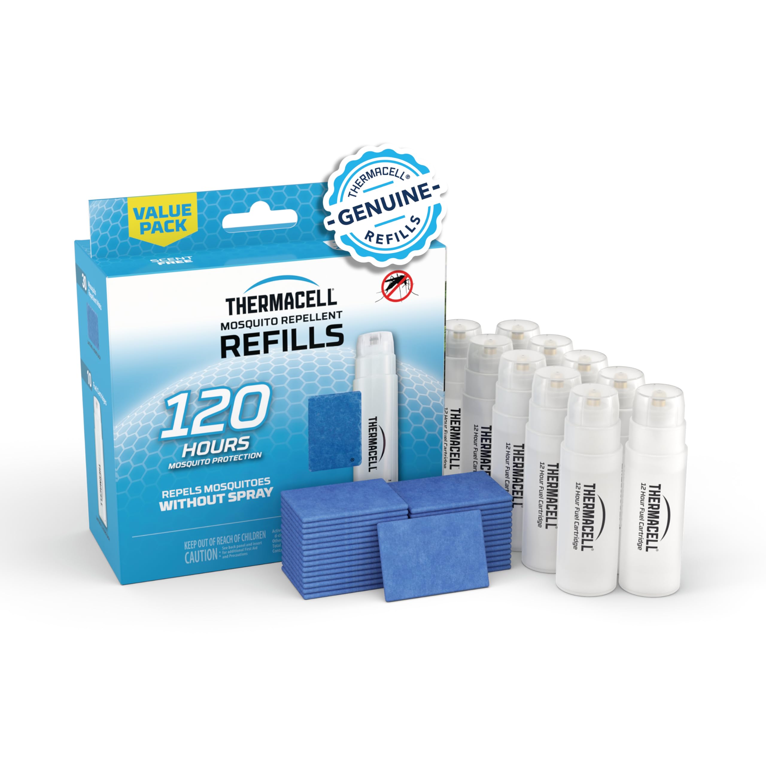 Thermacell Refills Mosquito Repellent; Provide 120 Hours of Protection; Contain 30 Repellent Mats, 10 Fuel Cartridges; Compatible with Any Fuel-Powered Mosquito Repeller Product