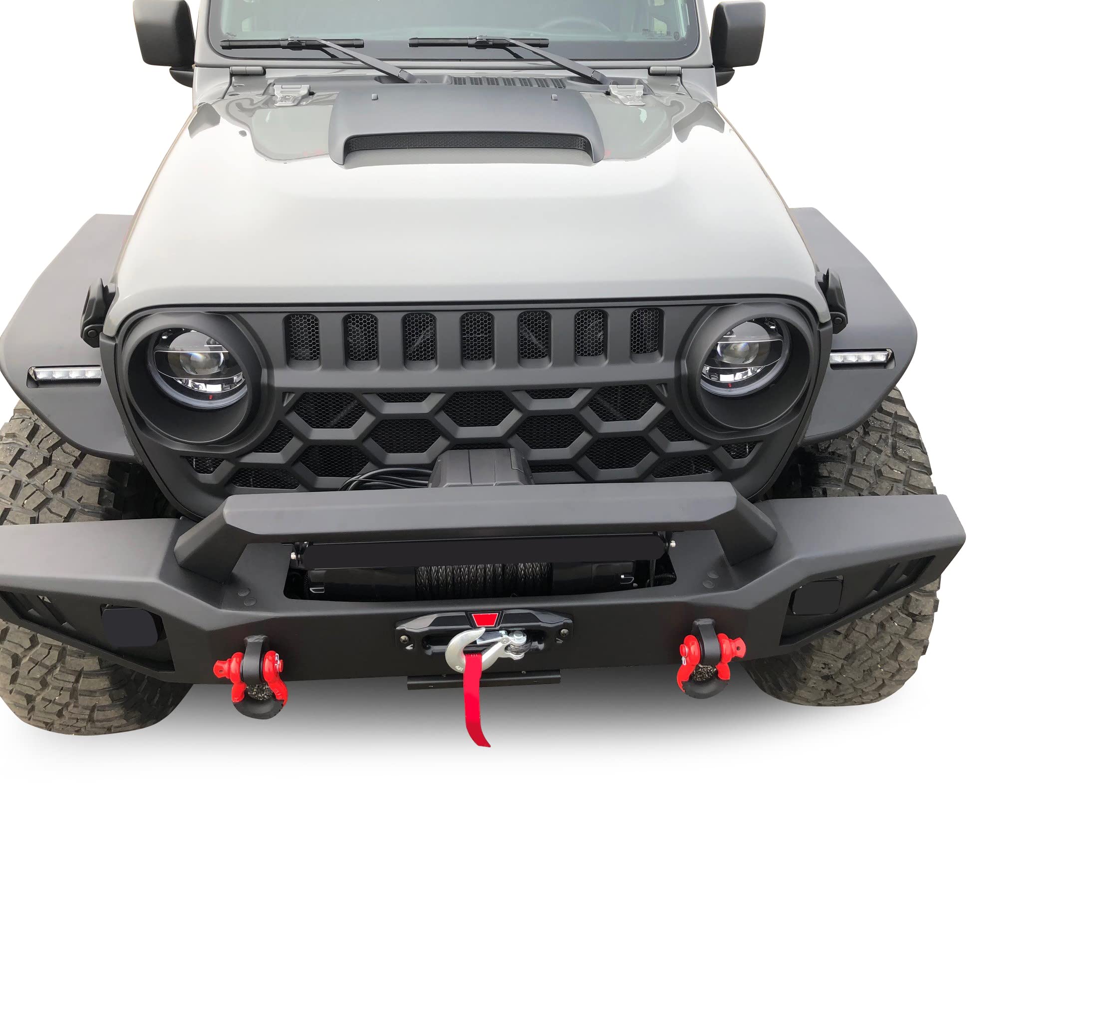 Heavy Duty Black Horse Armour Front Bumper Armour I Front Bumper Matte Black Compatible with 20-24 Gladiator (Excl.plug-in hybrid models)|18-24 Wrangler (Excl. 20-24 Rubicon Trim)-AFB-WR19
