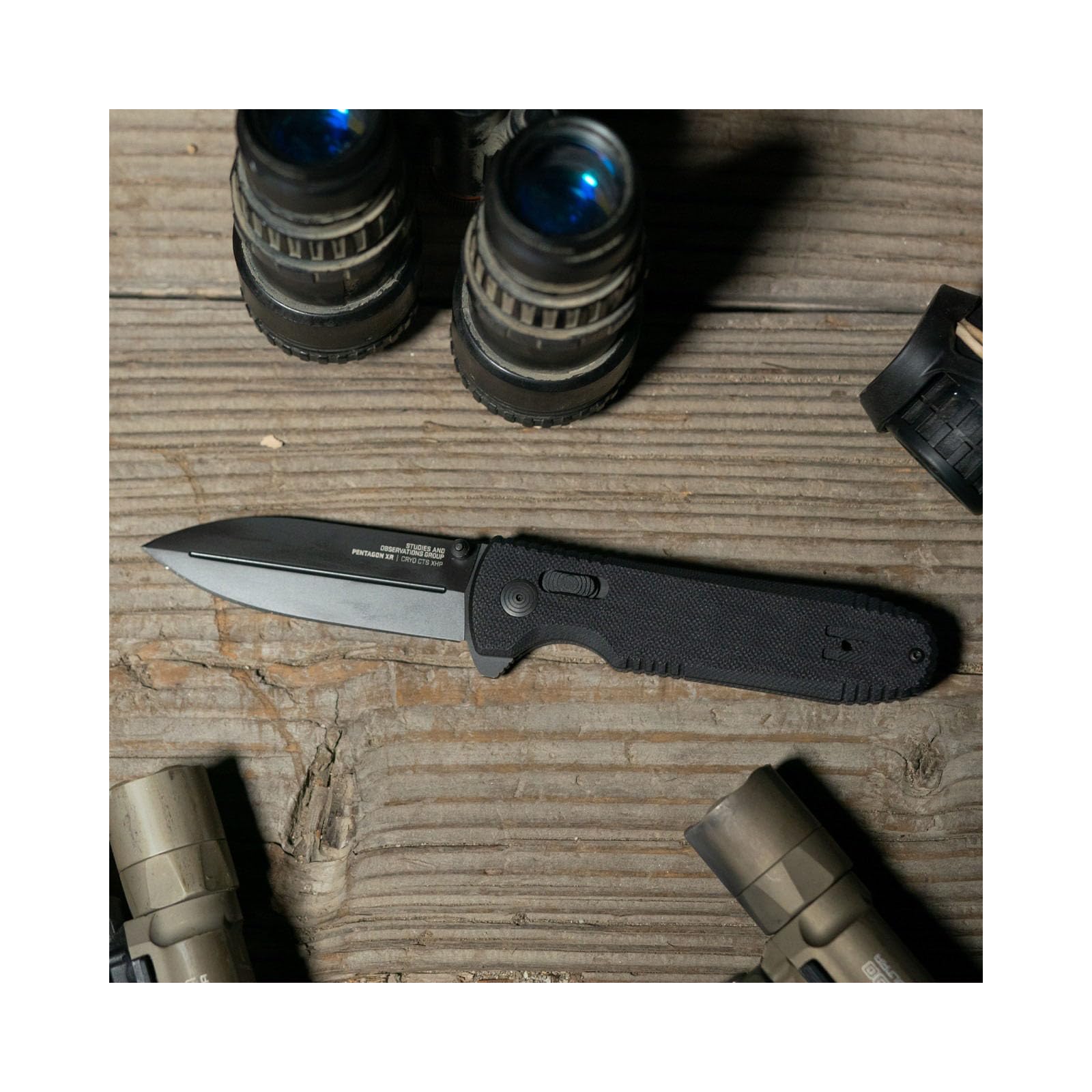 SOG Quick-Opening Pentagon XR Ambidextrous Pocket Folding Knives with Ultra-Grip G10 handle | CTS XHP Steel, XR Lock, Blackout