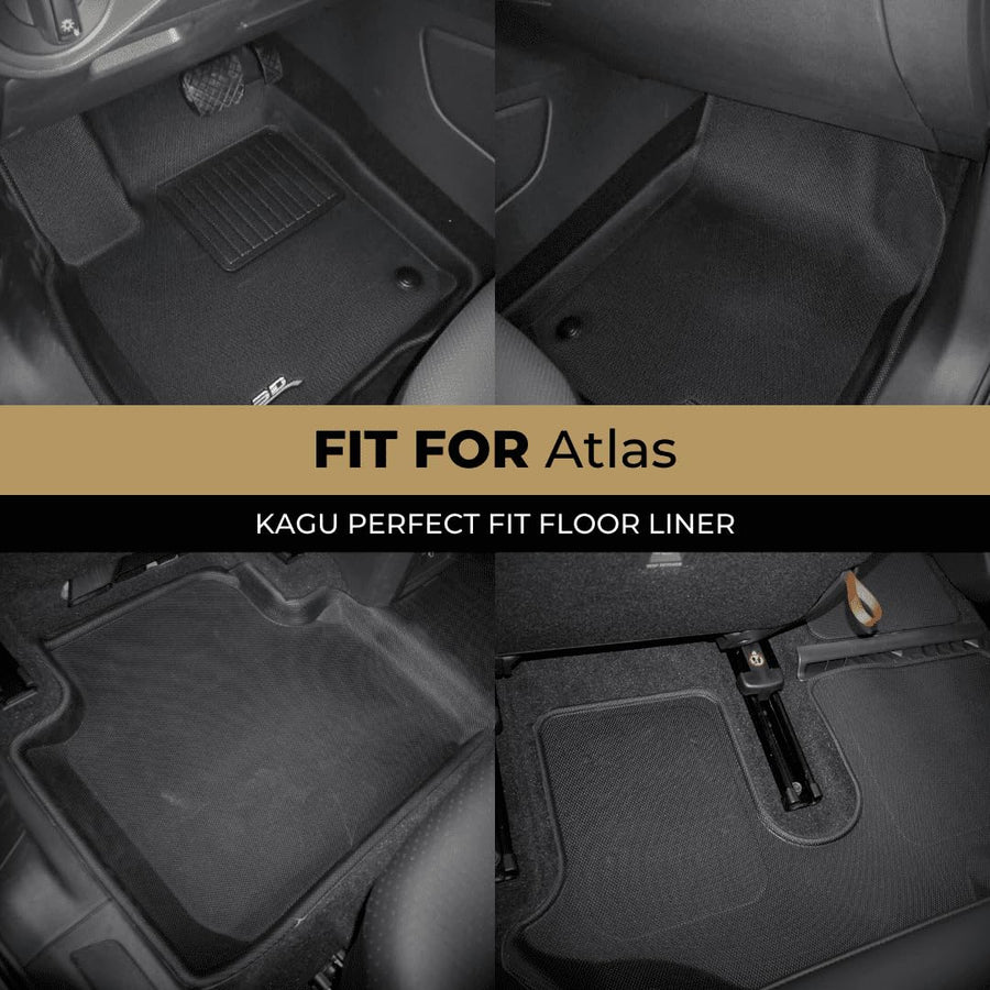 Kagu Floor Mat (Black) 3D MAXpider Custom Fit Compatible with Volkswagen Atlas 2018-2026 - Full Set