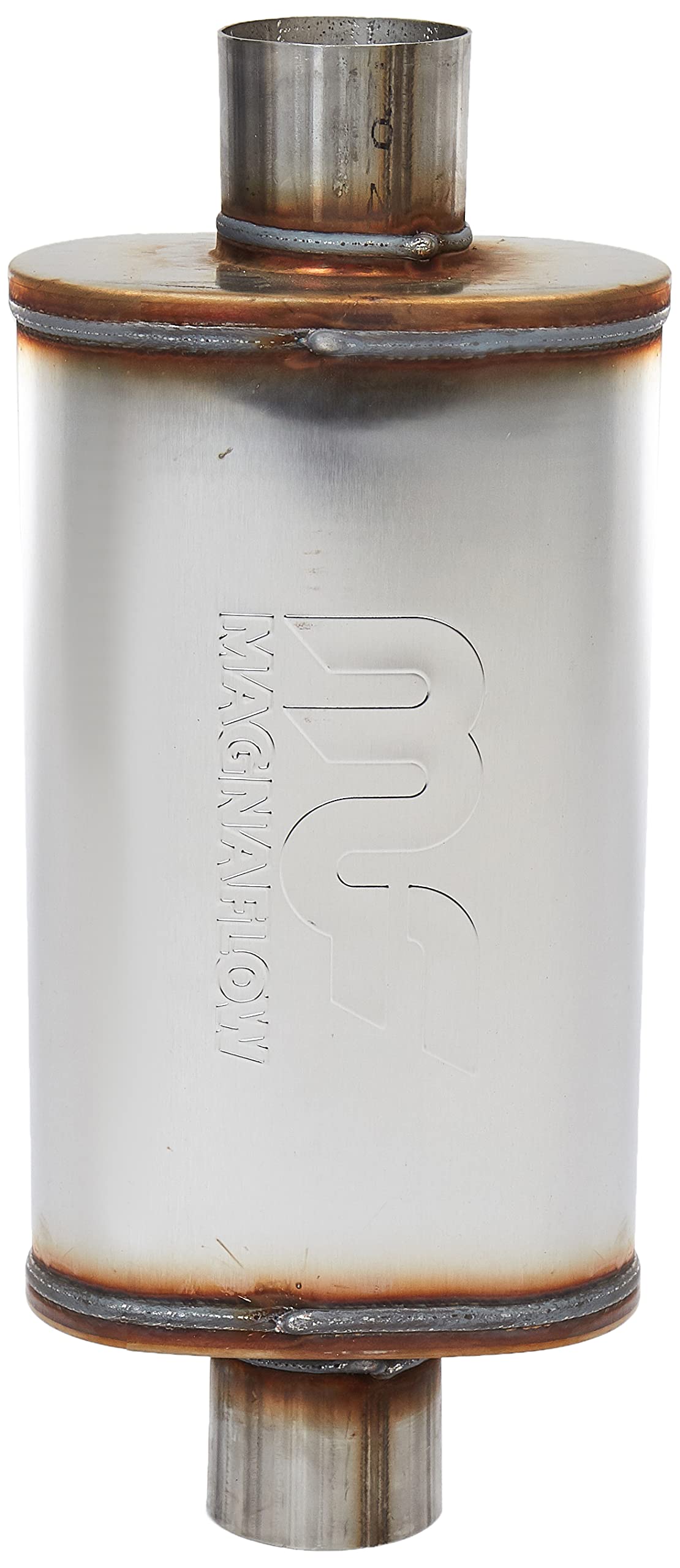 MagnaFlow Exhaust Performance Muffler 12219: 3"/3" Inlet/Outlet, 5x8x14" Oval, Stainless Steel, Satin Finish