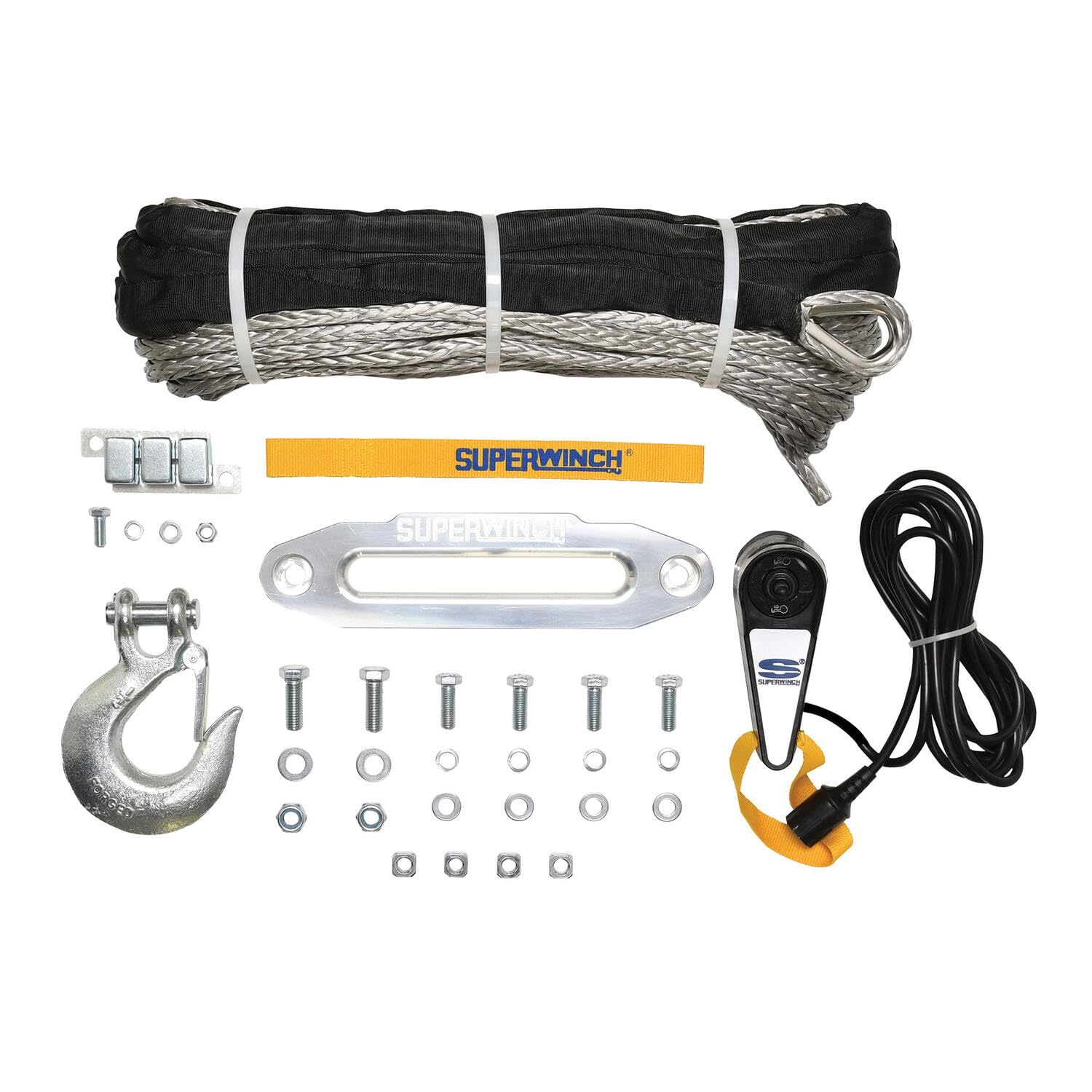 Tiger Shark SUPERWINCH 1595201 Winch with Aluminum Hawse and Synthetic Rope - 9500 lb. Load Capacity, Black