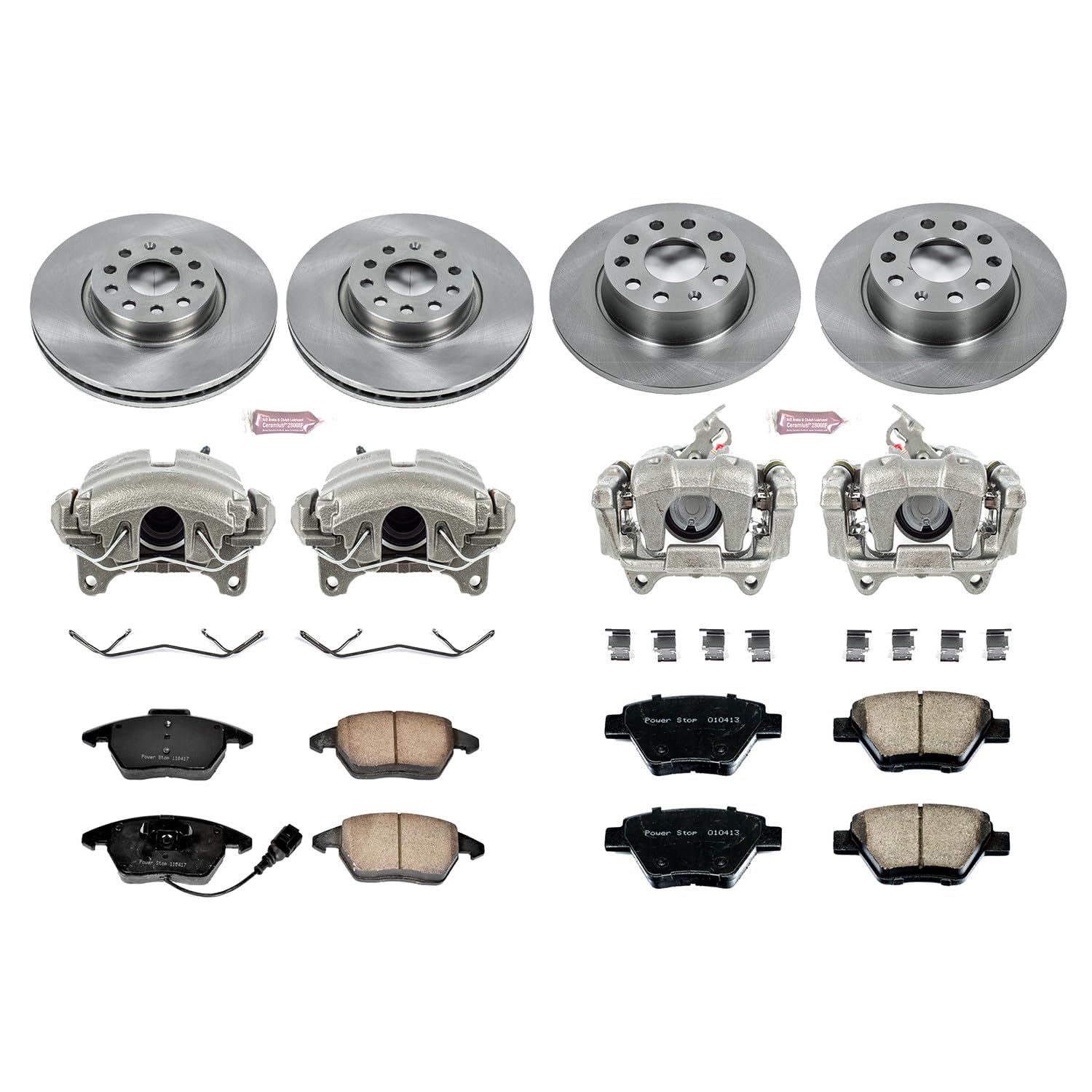 Power Stop 1-Click KCOE5801 Autospecialty Replacement Brake Kit with Calipers For Audi A3, Audi A3 Quattro, VW Beetle, VW Eos, VW GTI, VW Jetta [Model Specific]