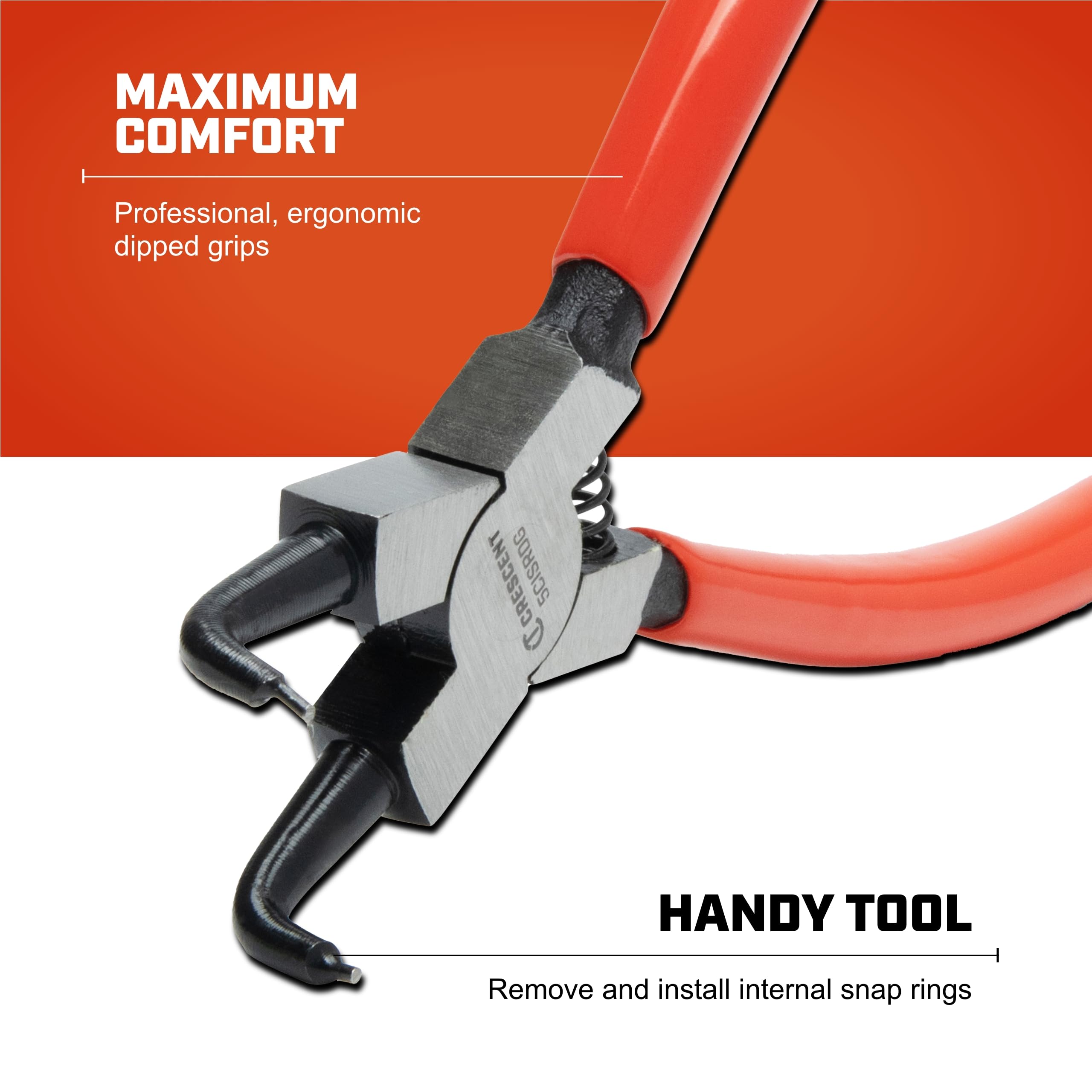 Crescent Internal Snap Ring Pliers 90-Degrees - Heavy Duty Mechanic Tool for Internal Snap Rings Removal - Curved Tips - 5" - 5CISRDG