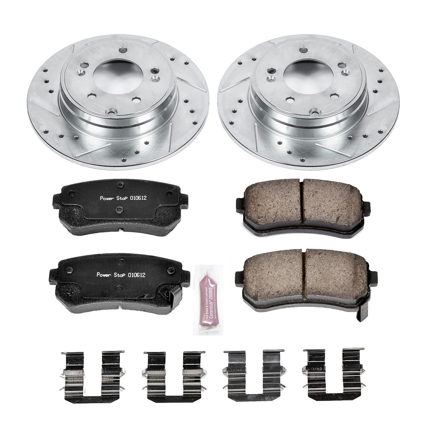 Power Stop K6936 Z23 Carbon Fiber Brake Pads with Drilled & Slotted Brake Rotors Kit For Hyundai Sonata 2015, Hyundai Tucson 2015-2017, Kia Cadenza 2014-2016 [Model Specific]