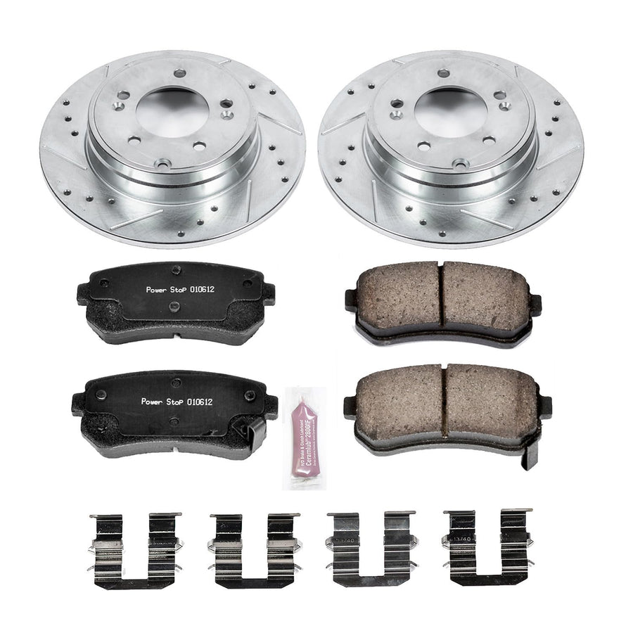 Power Stop K6936 Z23 Carbon Fiber Brake Pads with Drilled & Slotted Brake Rotors Kit For Hyundai Sonata 2015, Hyundai Tucson 2015-2017, Kia Cadenza 2014-2016 [Model Specific]