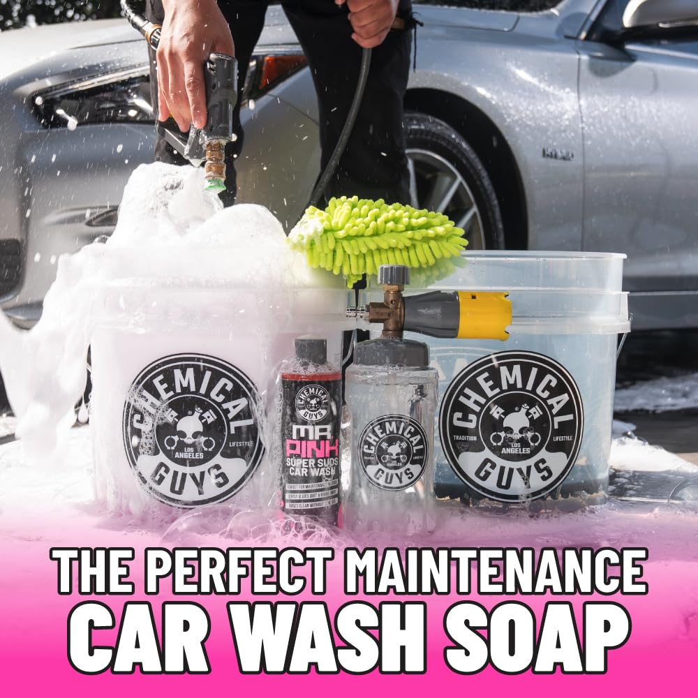 Chemical Guys Car Wash Soap Mr. Pink - 128 oz Super Suds Foaming Soap for Cannon, Blaster, or Bucket Washing - pH Balanced, Safe on Wax, Sealant, Ceramic, and Clear Coat Finishes