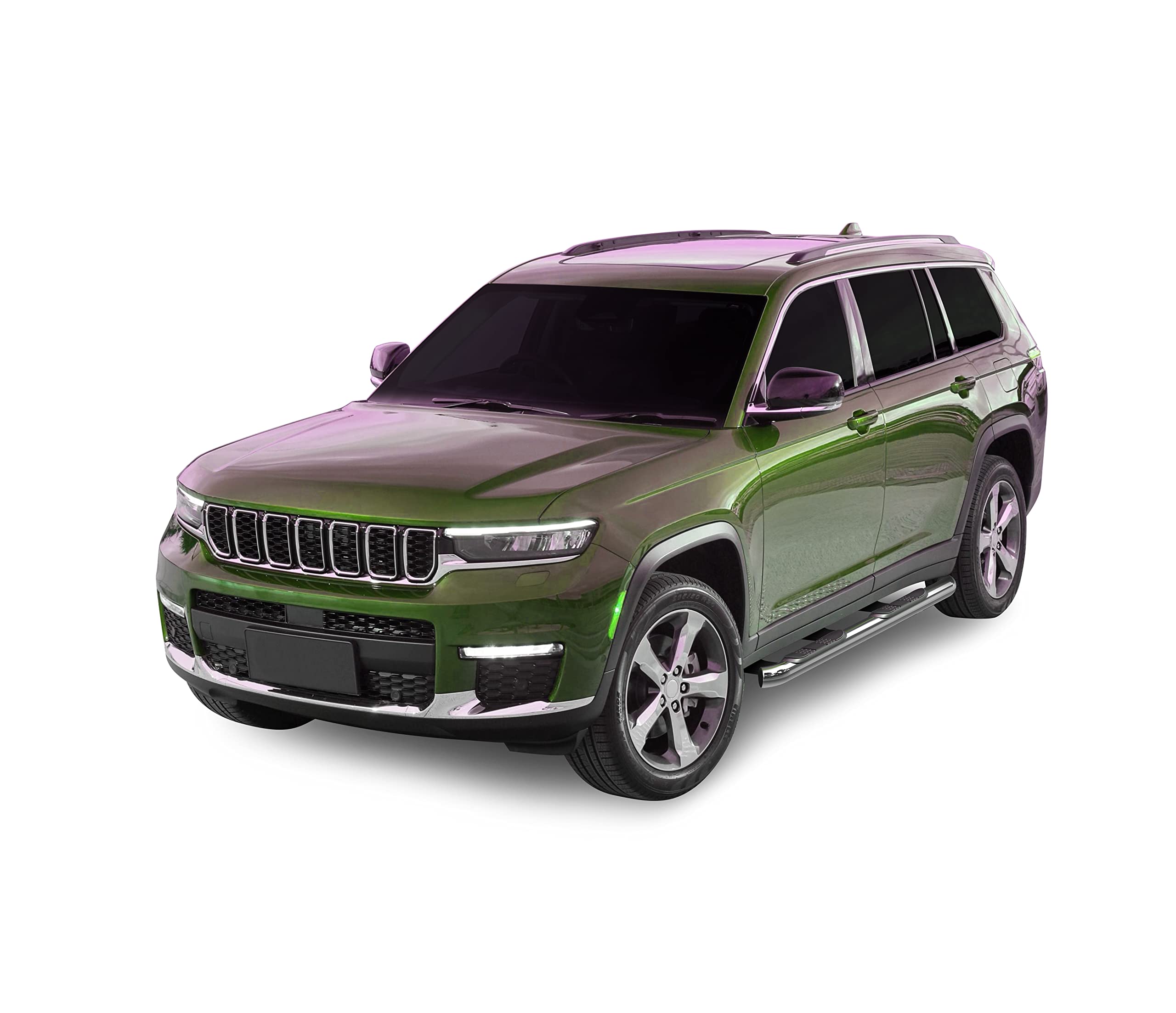 3in Black Horse Off Road Side Steps Stainless Steel Compatible with 2022-2023 Jeep Grand Cherokee (Excl. 2023 4xe)-9B080205SS