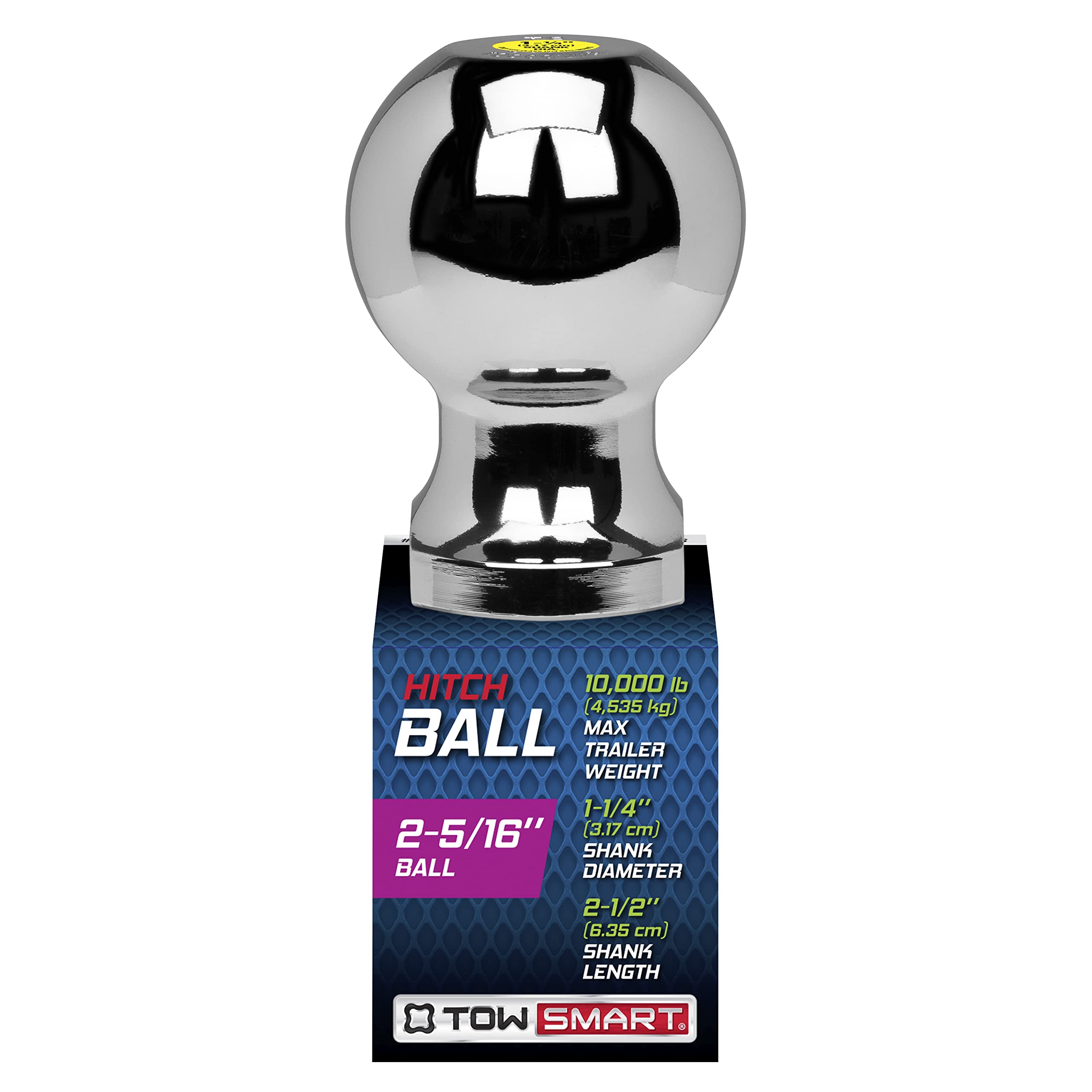 Class IV TOWSMART Chrome Trailer Hitch Ball, 10,000 lb., 2-5/16 in. Ball Diameter, 1-1/4 in. x 2-1/2 in. Shank